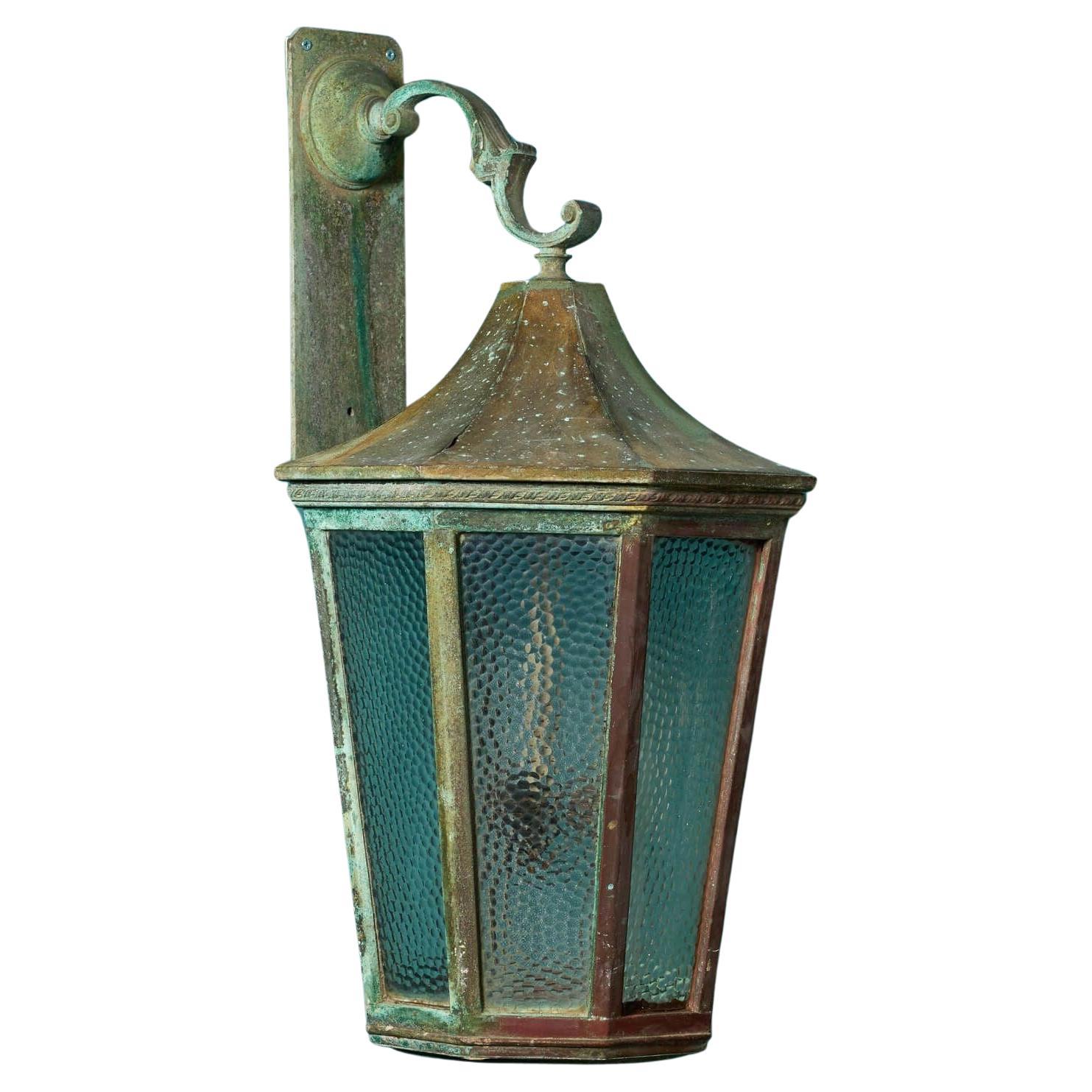 Large Reclaimed Bronze Wall Lantern For Sale