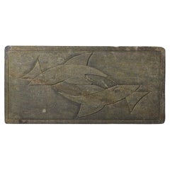 Large Reclaimed Carved Fish Slate Panel