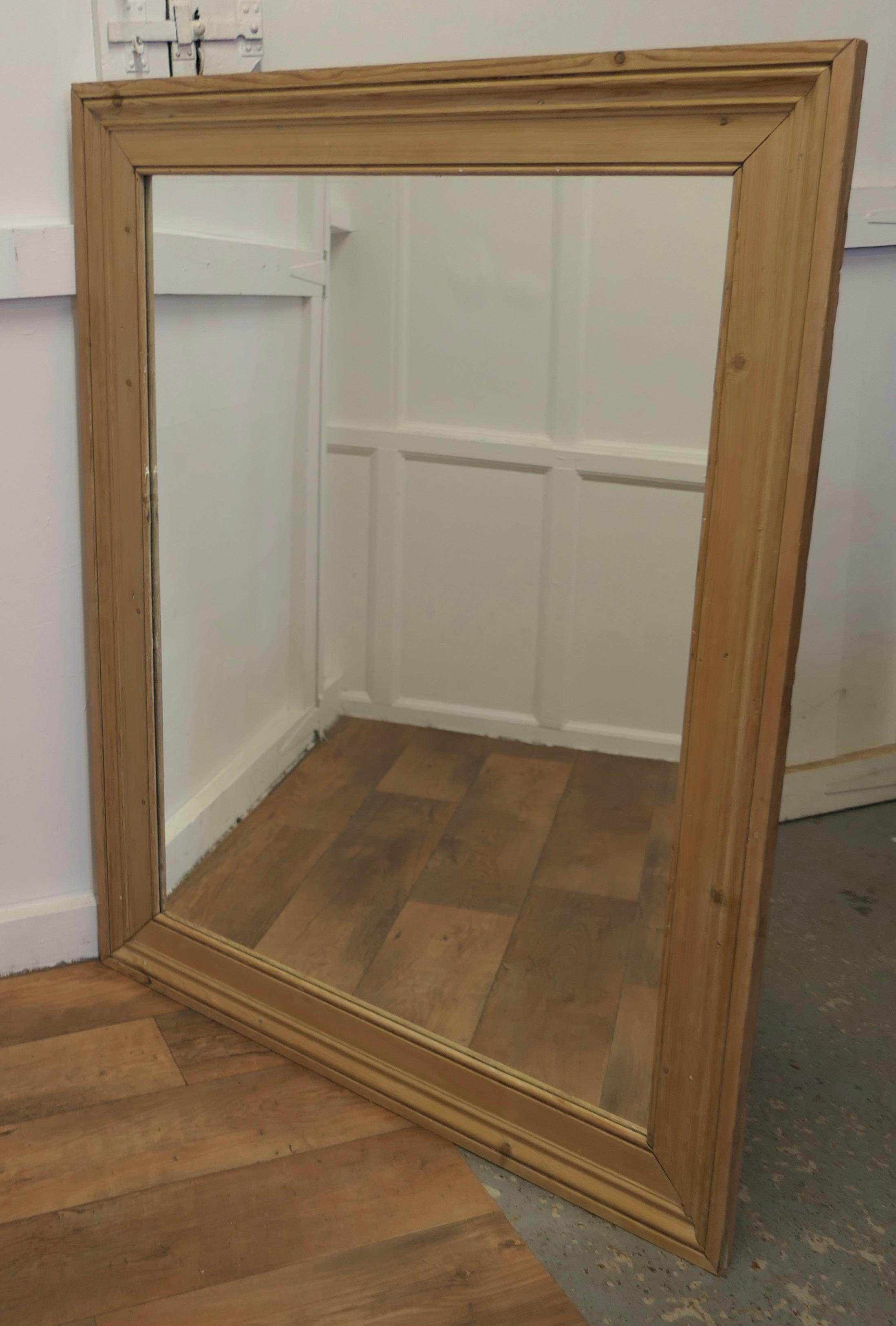 Mid-Century Modern Large Reclaimed Pine Wall Mirror For Sale