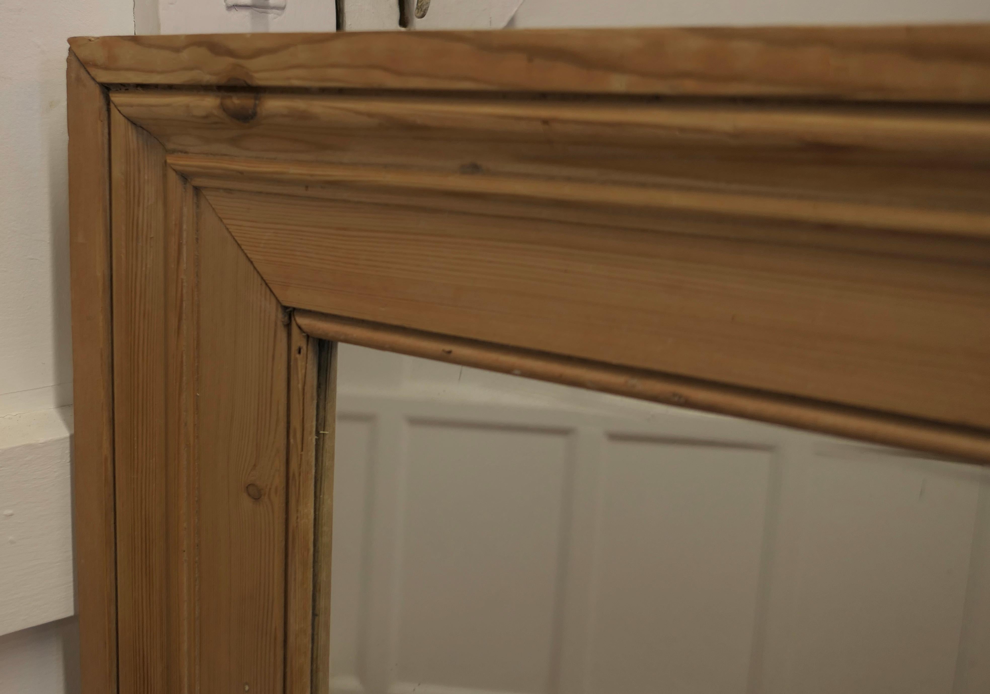 Mid-Century Modern Large Reclaimed Pine Wall Mirror For Sale