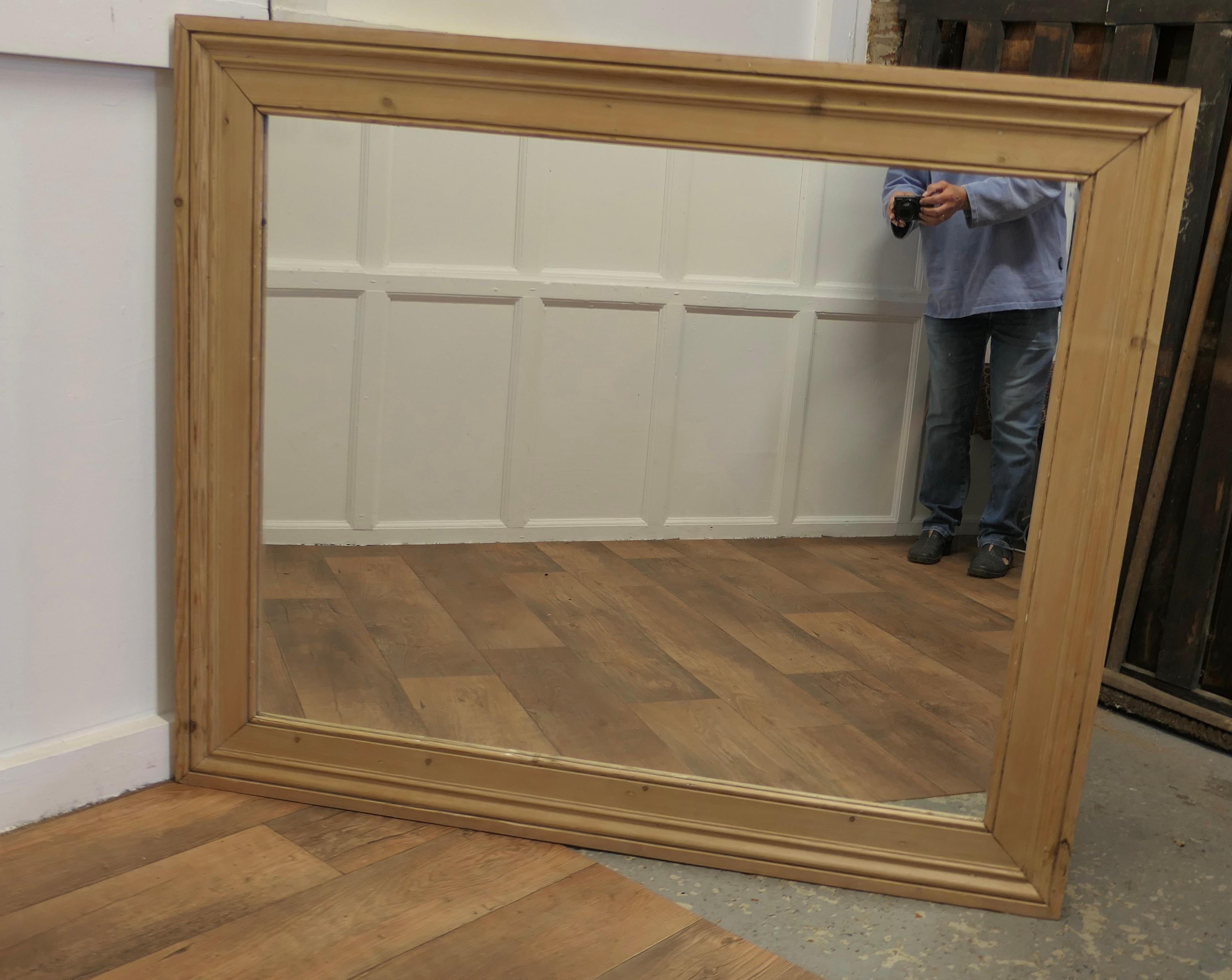 Mid-20th Century Large Reclaimed Pine Wall Mirror For Sale
