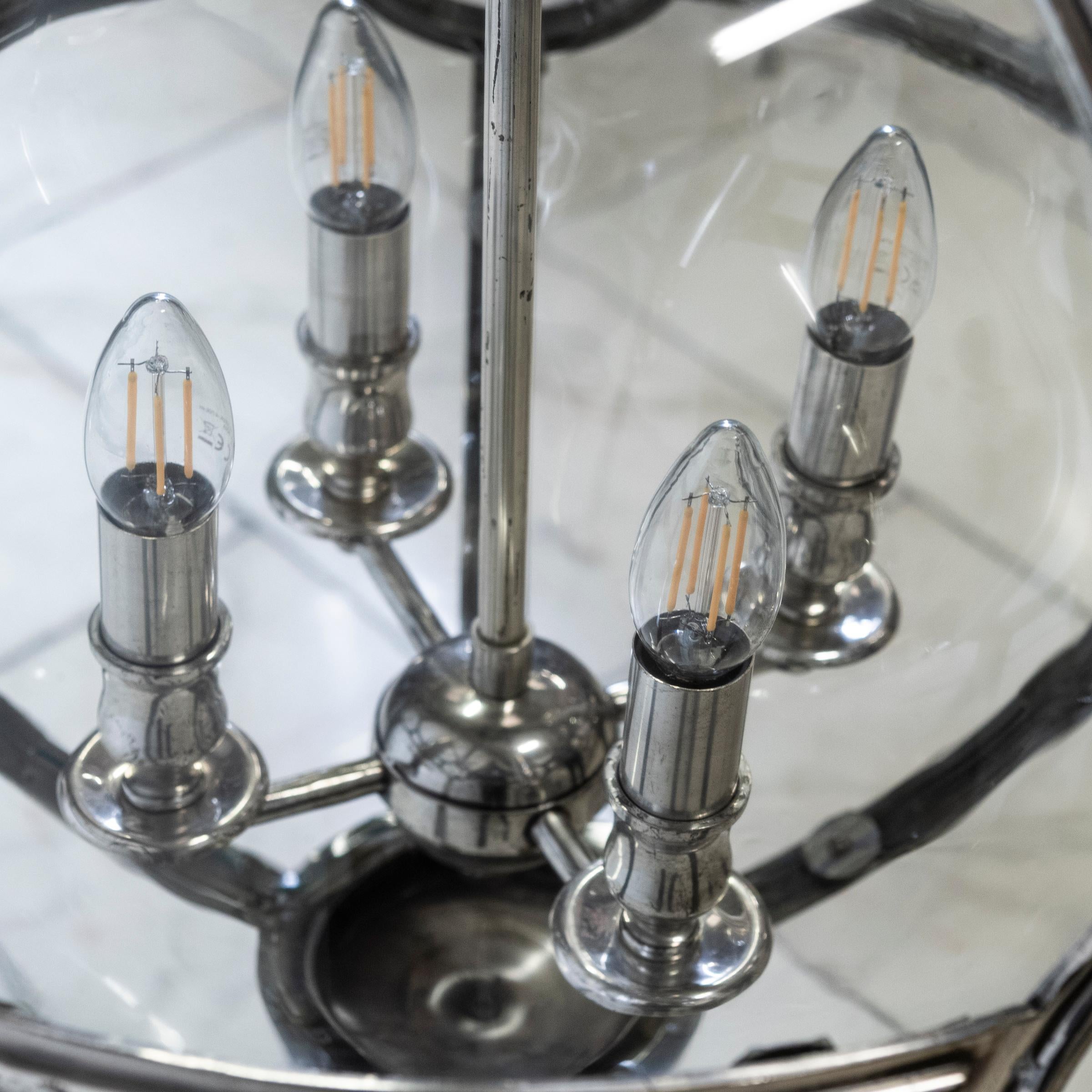 Large Reclaimed Polished Steel Sphere Globe Pendant  2 Available For Sale 7
