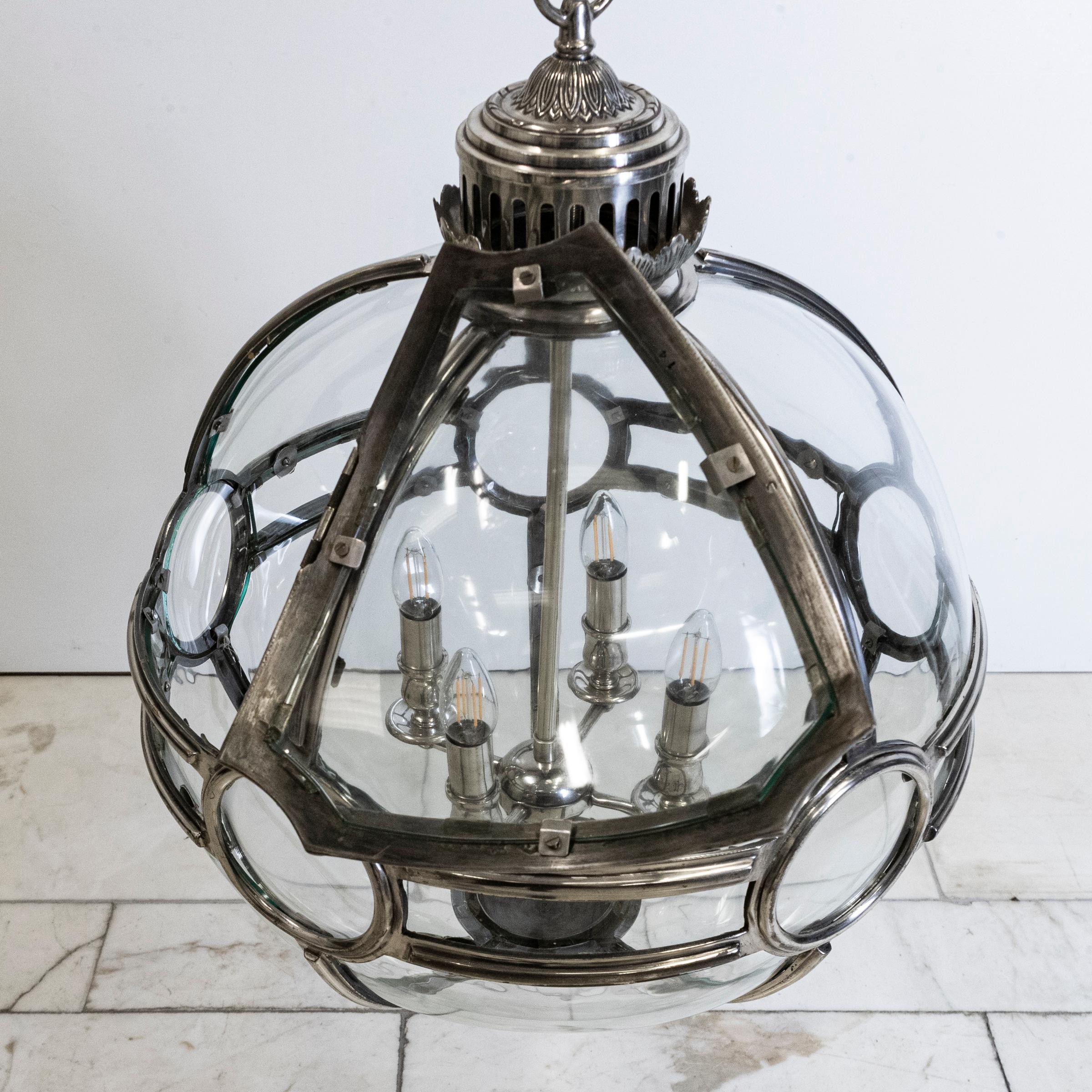Large Reclaimed Polished Steel Sphere Globe Pendant  2 Available For Sale 9