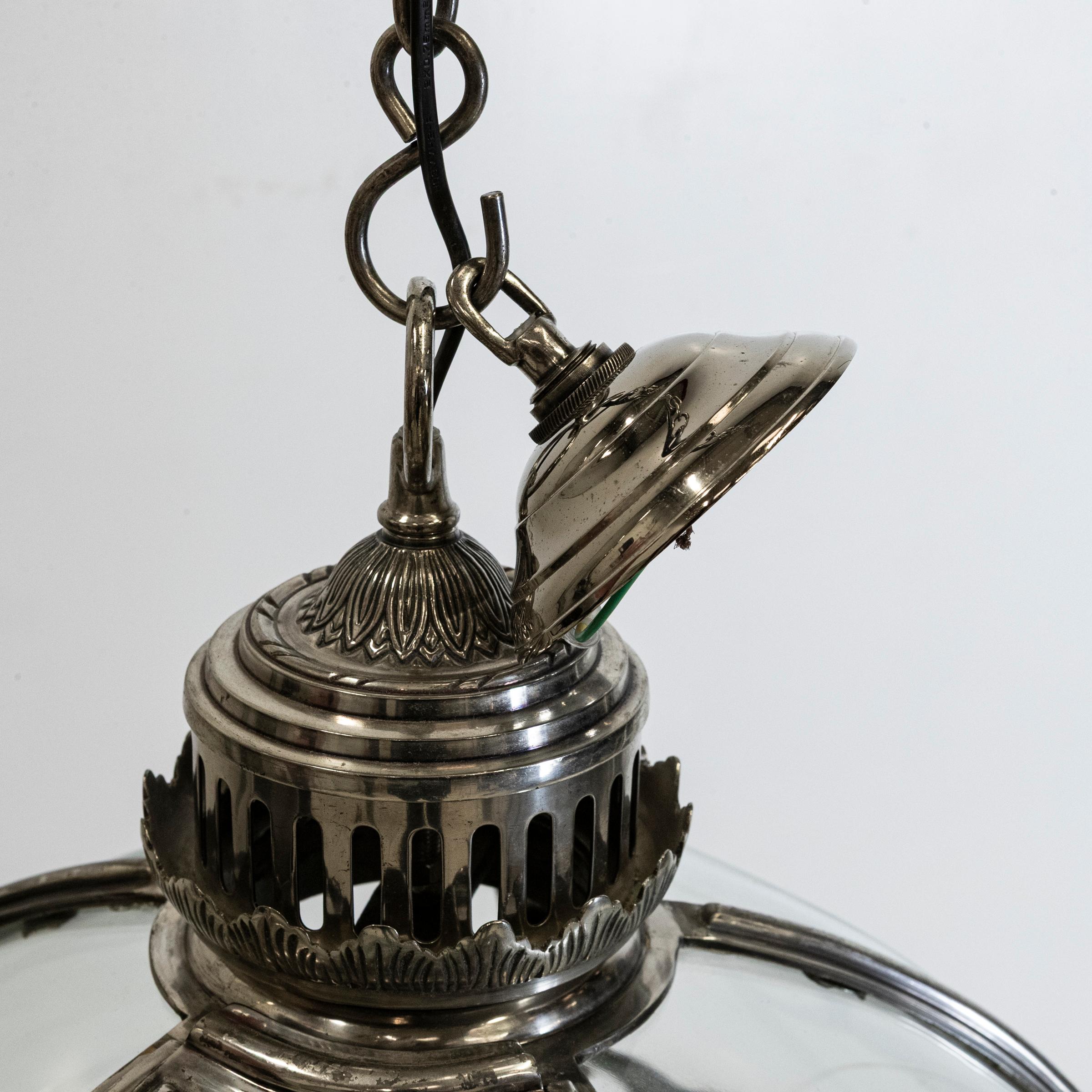 Large Reclaimed Polished Steel Sphere Globe Pendant  2 Available For Sale 10