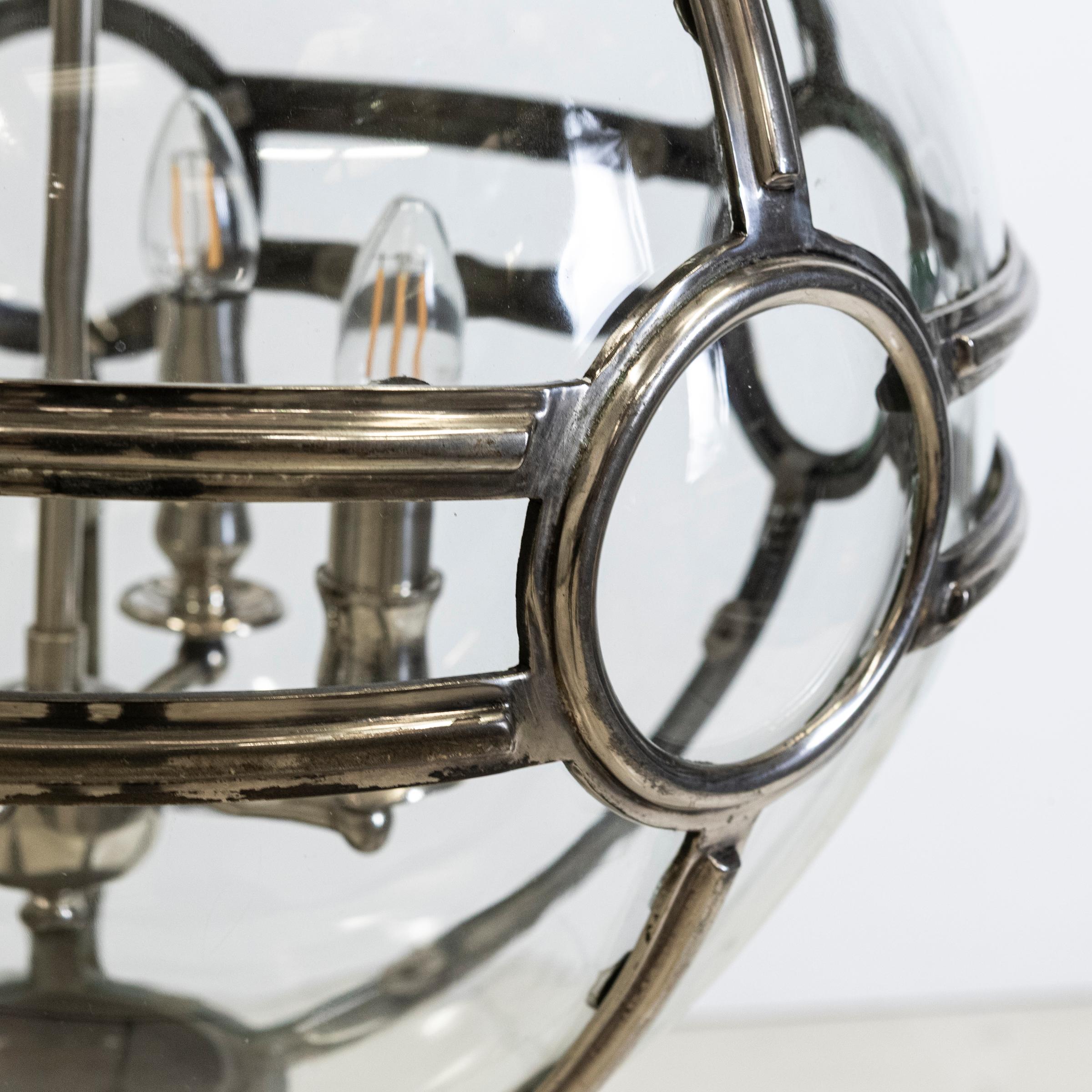 Large Reclaimed Polished Steel Sphere Globe Pendant  2 Available For Sale 2