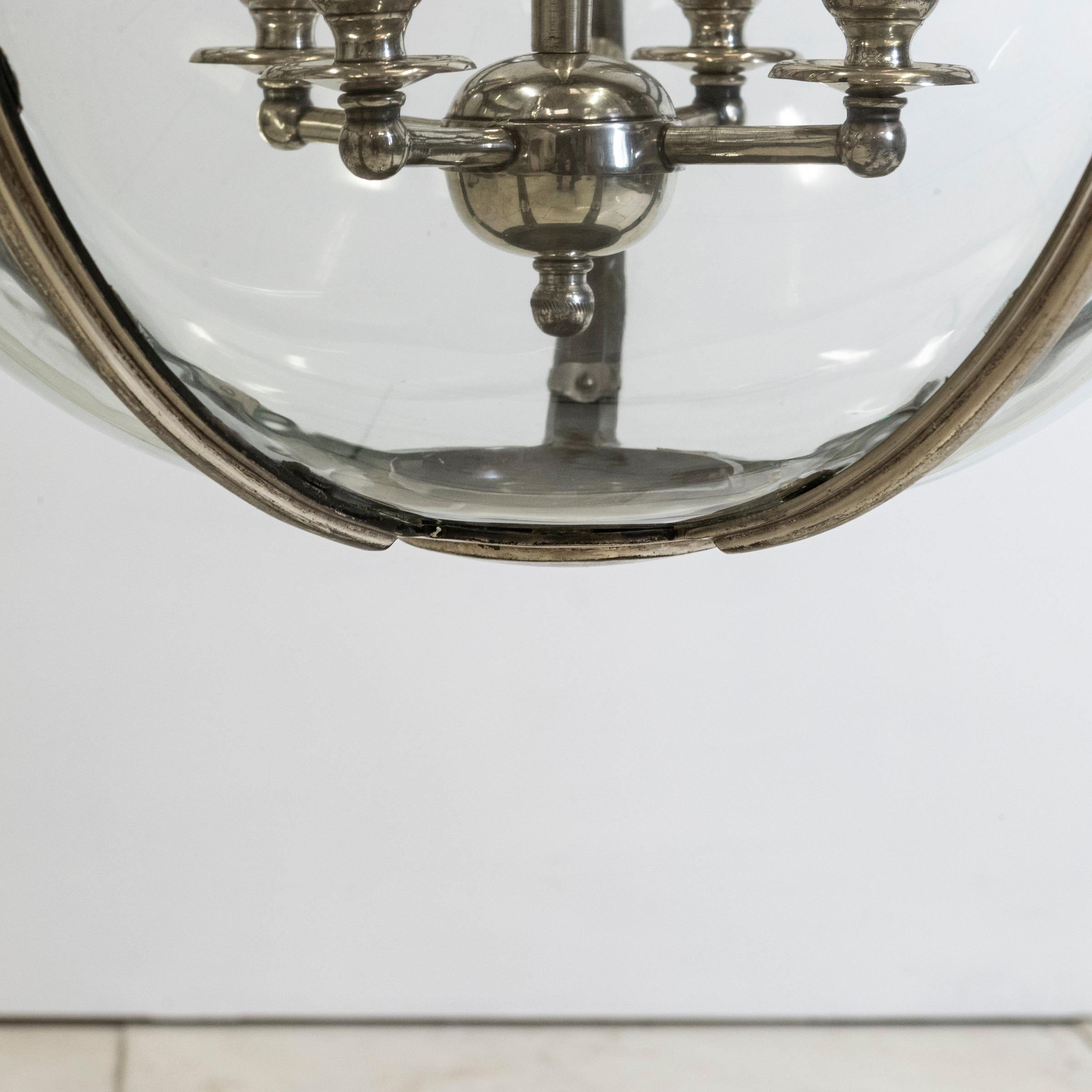 Large Reclaimed Polished Steel Sphere Globe Pendant  2 Available For Sale 4