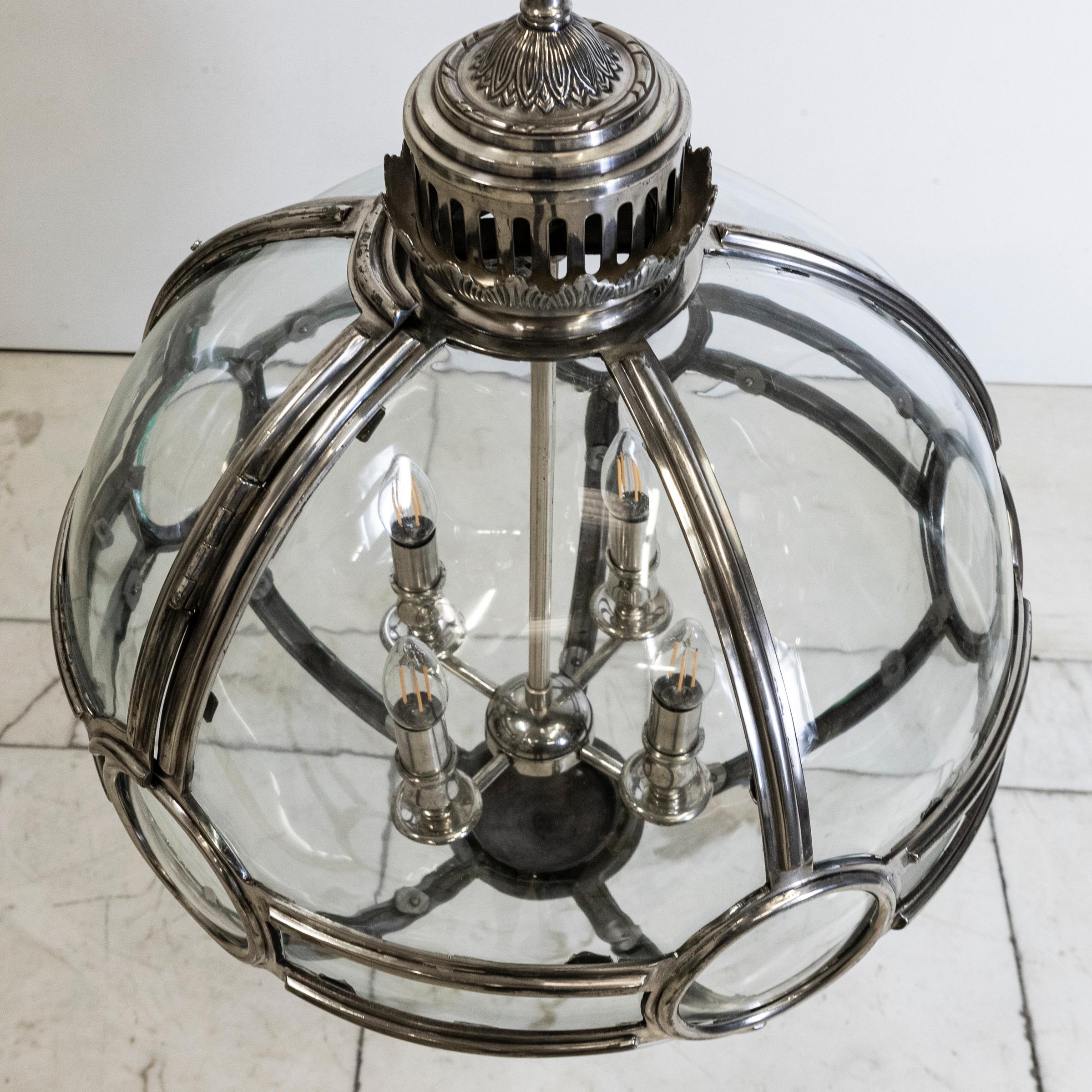 Large Reclaimed Polished Steel Sphere Globe Pendant  2 Available For Sale 5