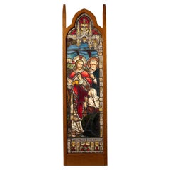 Grand vitrail religieux récupéré
