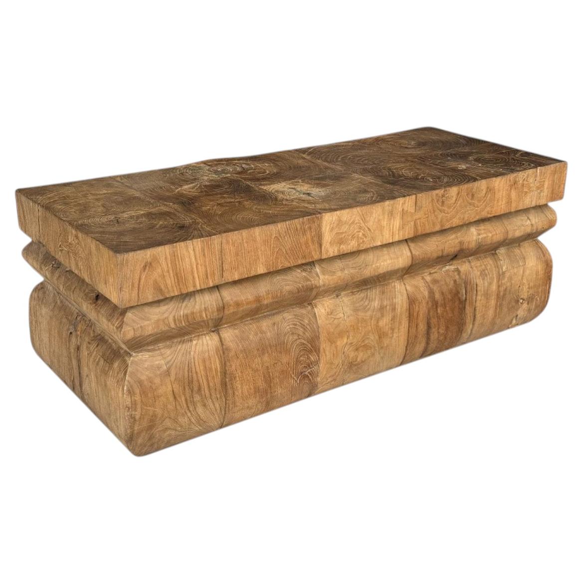 Large Reclaimed Teak Wood Table, Stunning Wood Textures, Modern Organic