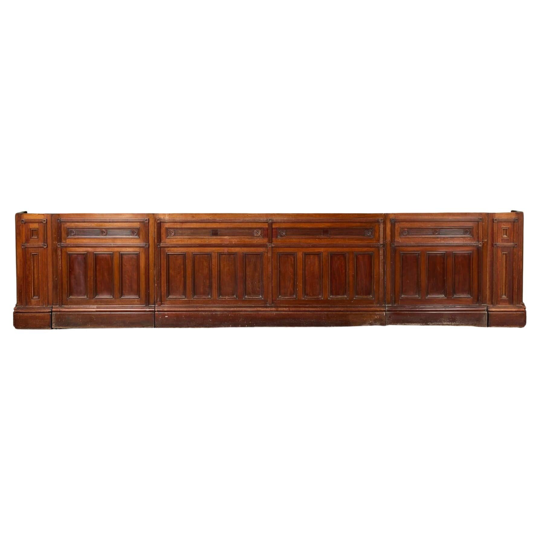 Large Reclaimed Victorian Mahogany Bar Front For Sale