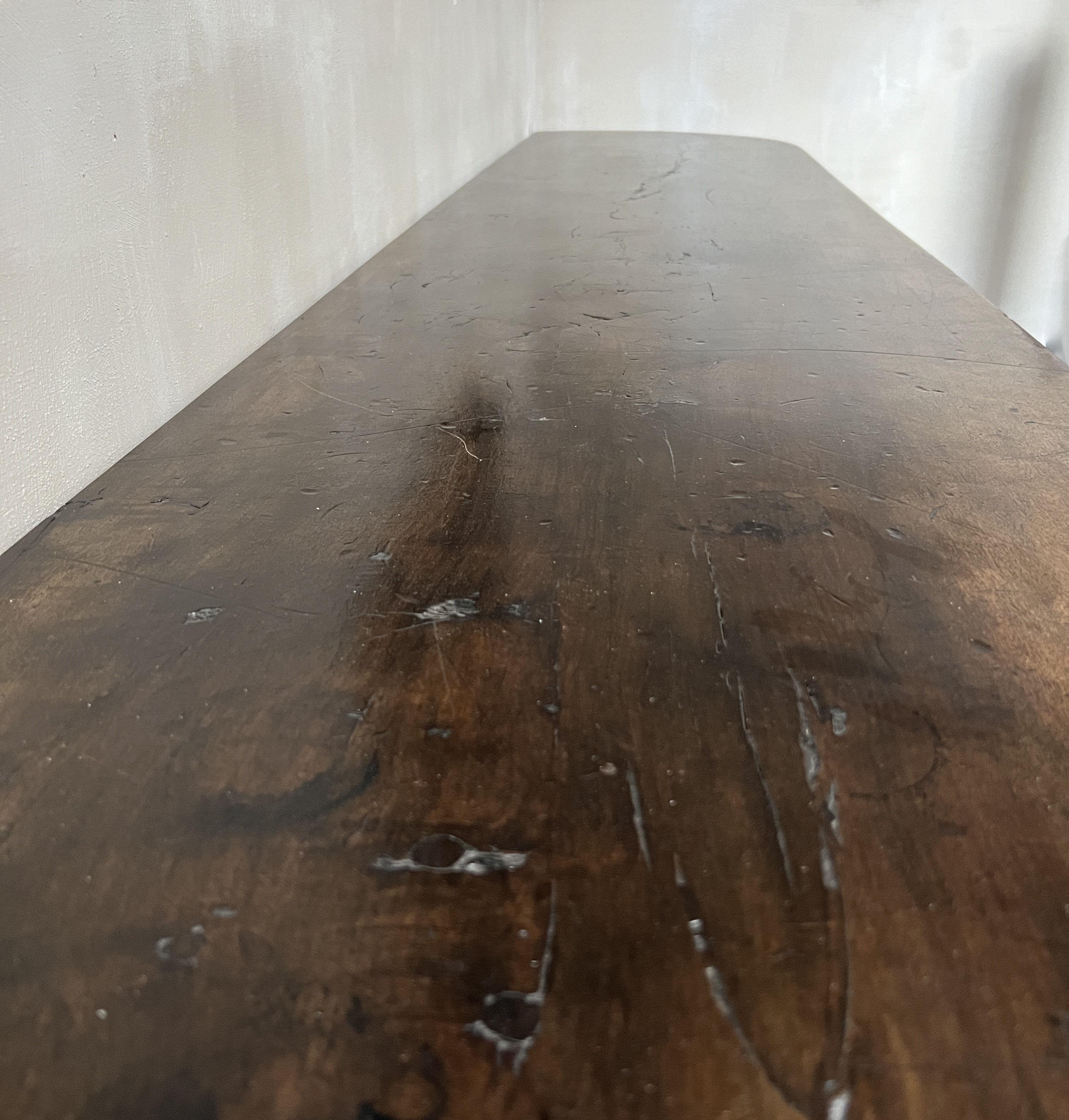 Large Reclaimed Walnut and Oak Side Table Console  In New Condition For Sale In Vosselaar, BE