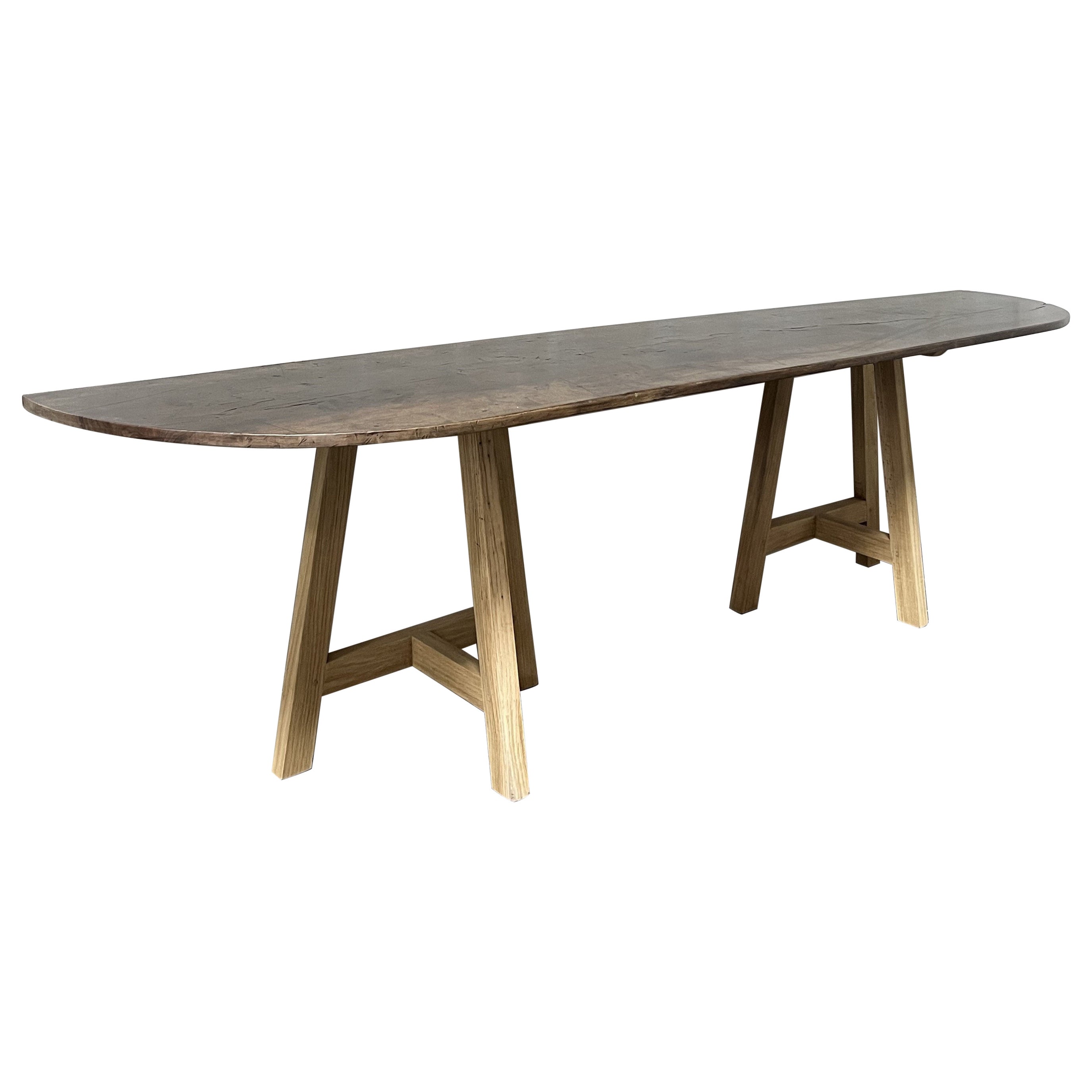 Large Reclaimed Walnut and Oak Side Table Console