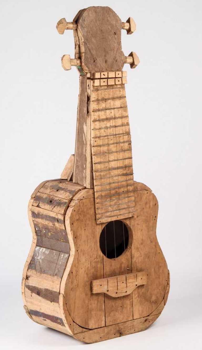 Large Reclaimed Wood Guitar Sculpture by African Folk Artist Nii Adum 4