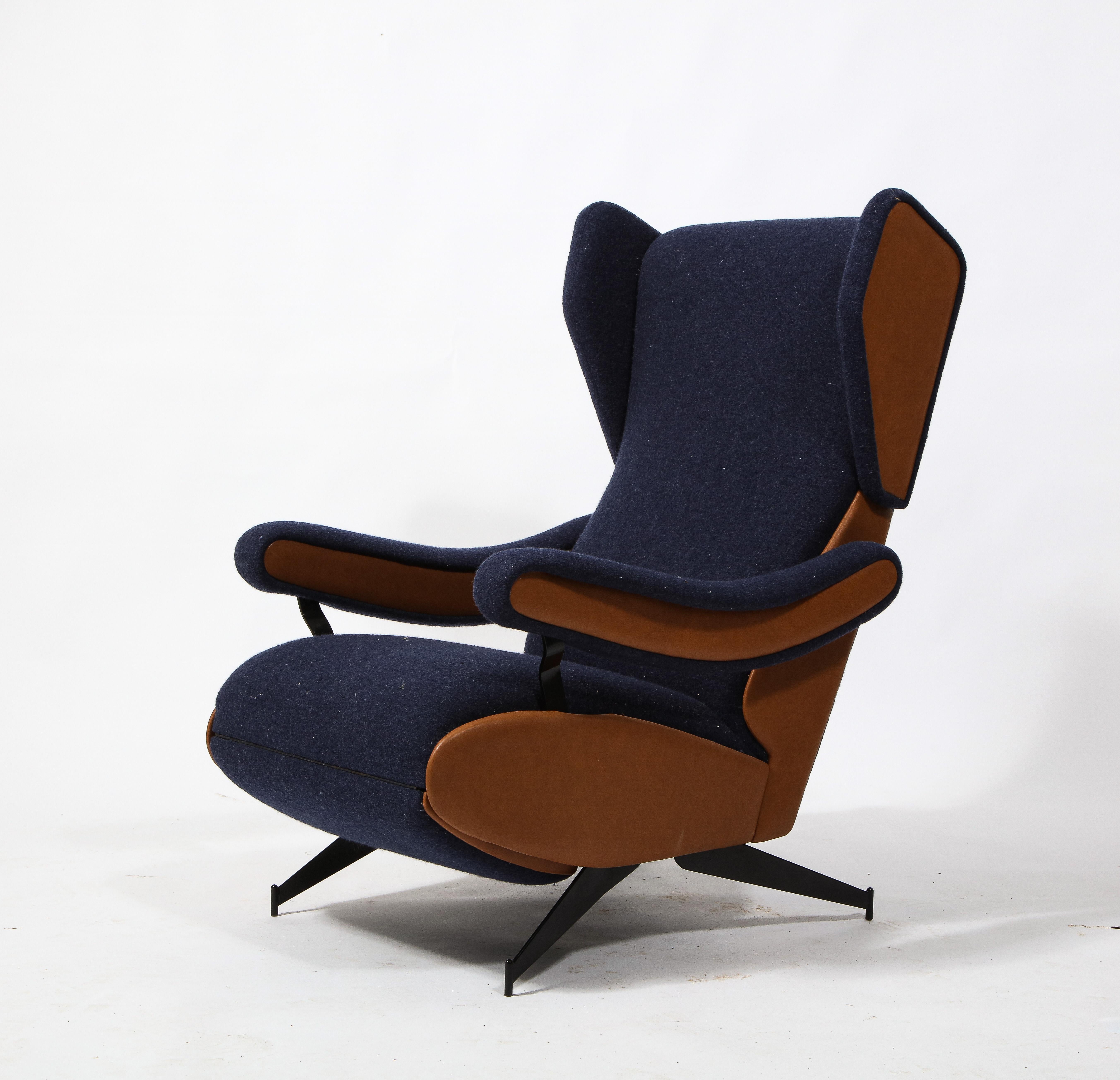 Mid-Century Modern Large Reclining Lounge Chair, Italy 1960's