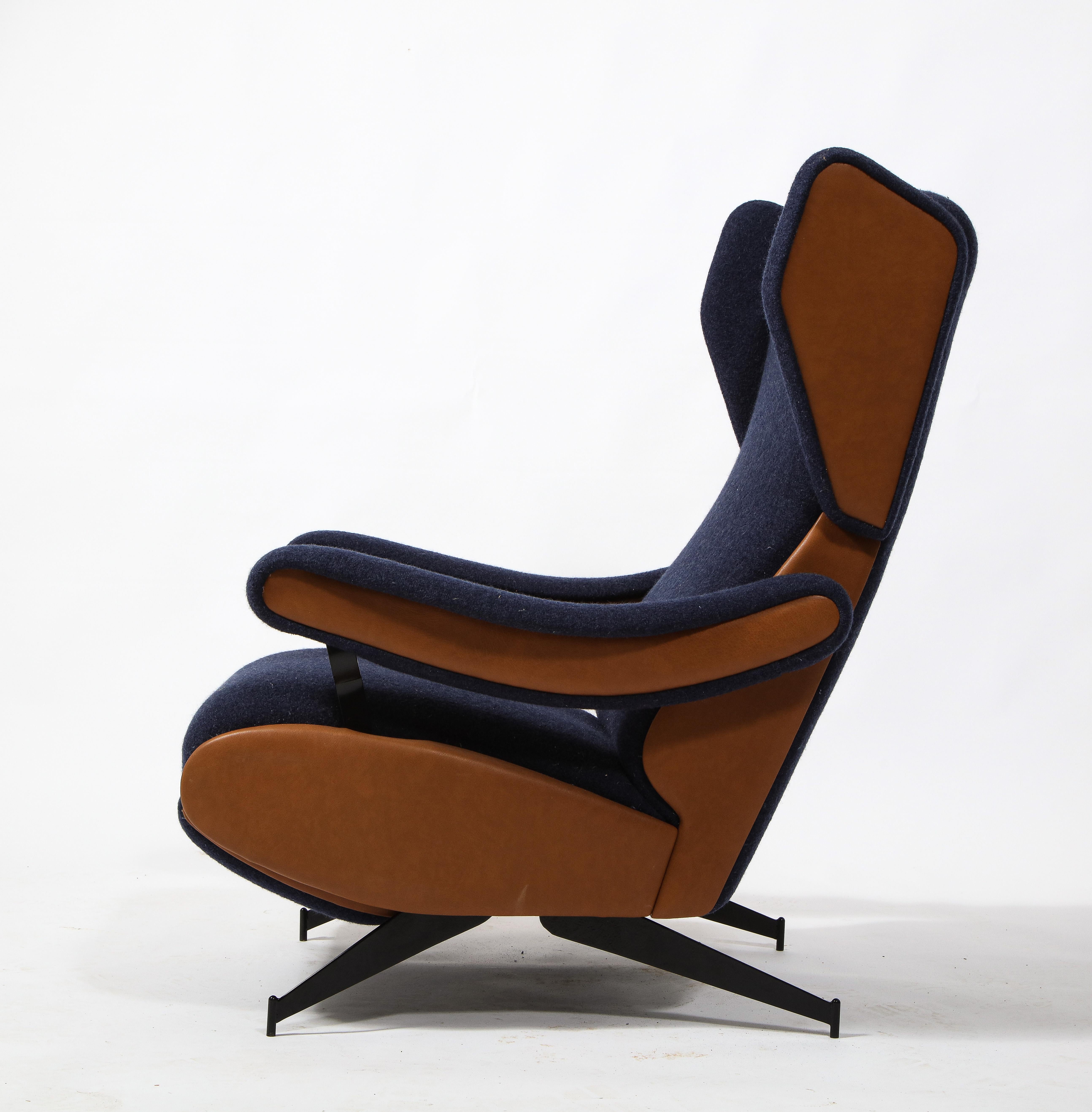 Enameled Large Reclining Lounge Chair, Italy 1960's