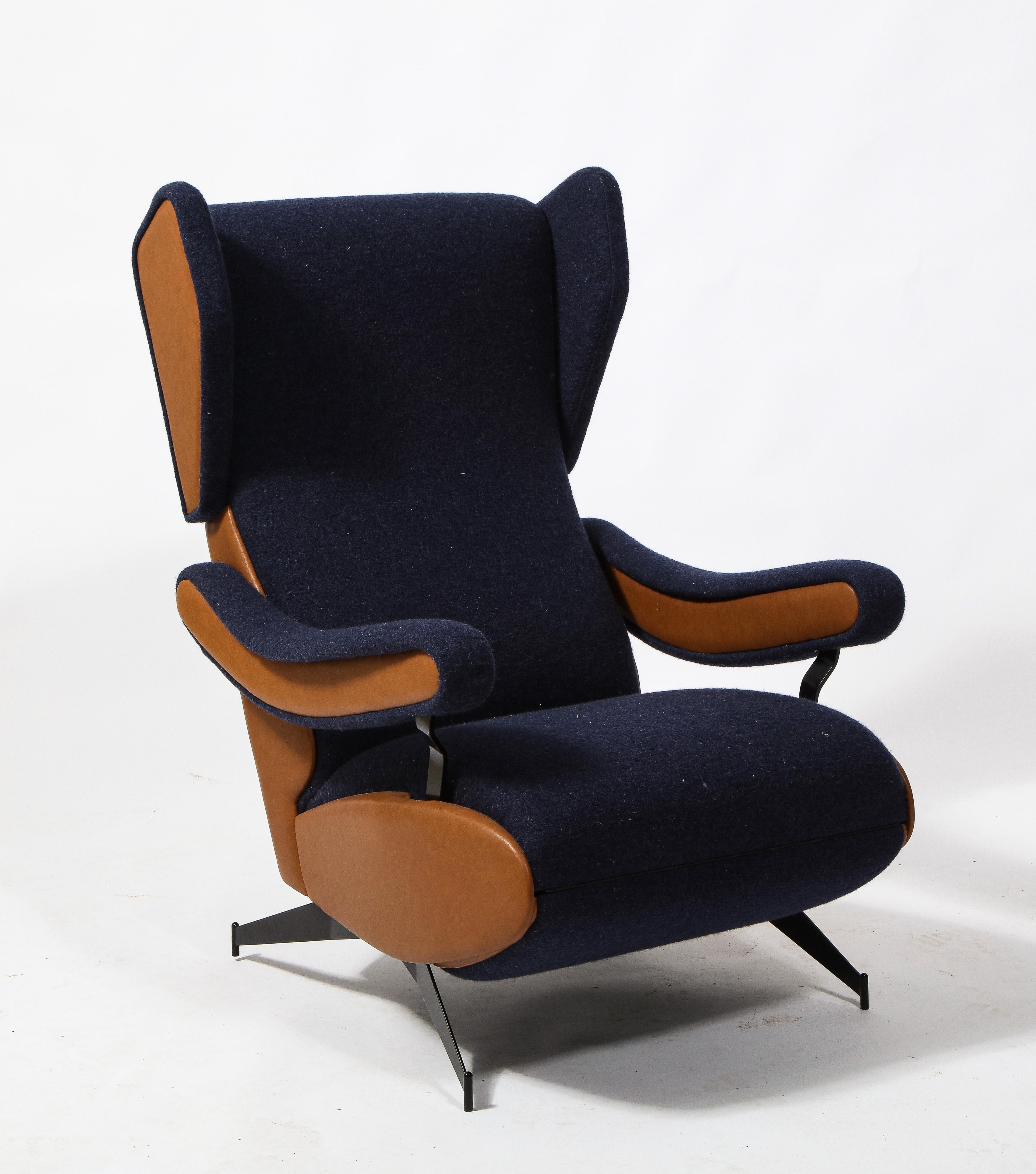 20th Century Large Reclining Lounge Chair, Italy 1960's