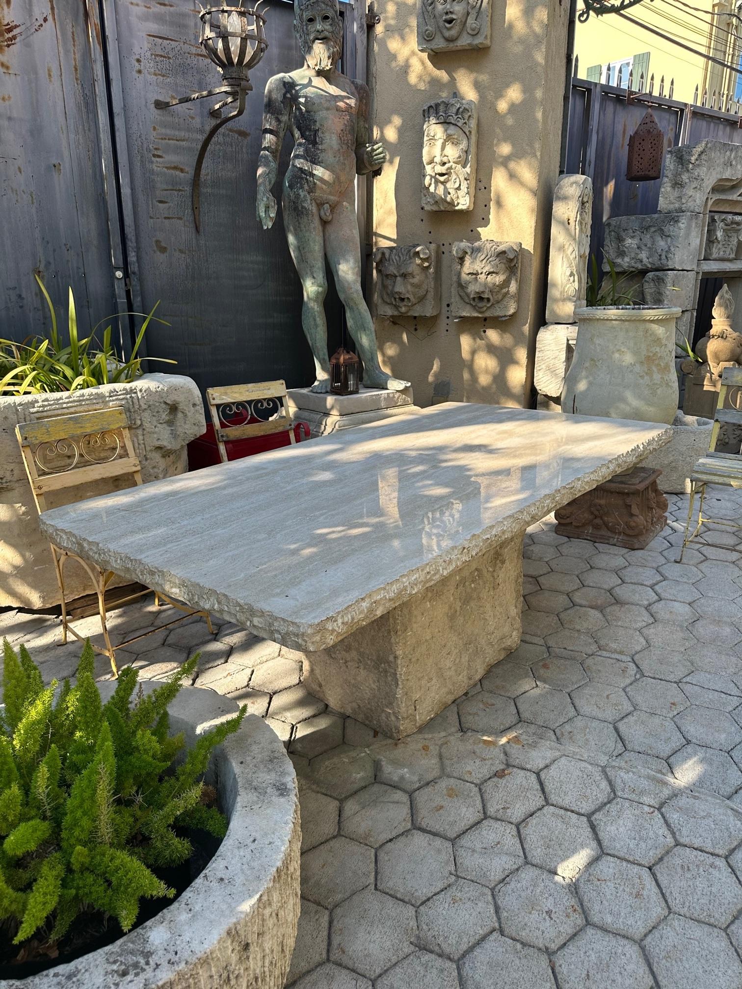 Large Reconstituted Stone Garden Outdoor Indoor dining Table Farm Rustic Antique For Sale 6