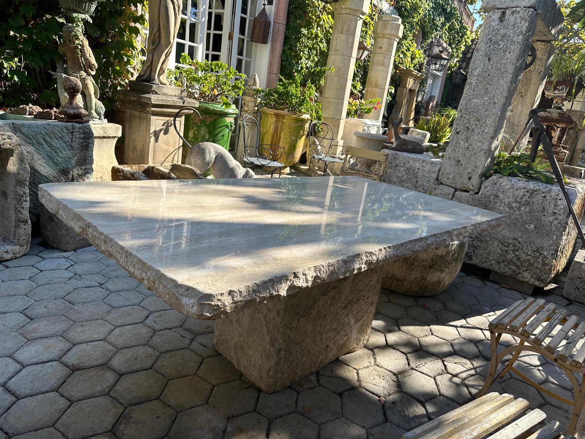 Large Reconstituted Stone Garden Outdoor Indoor dining Table Farm Rustic Antique For Sale 11