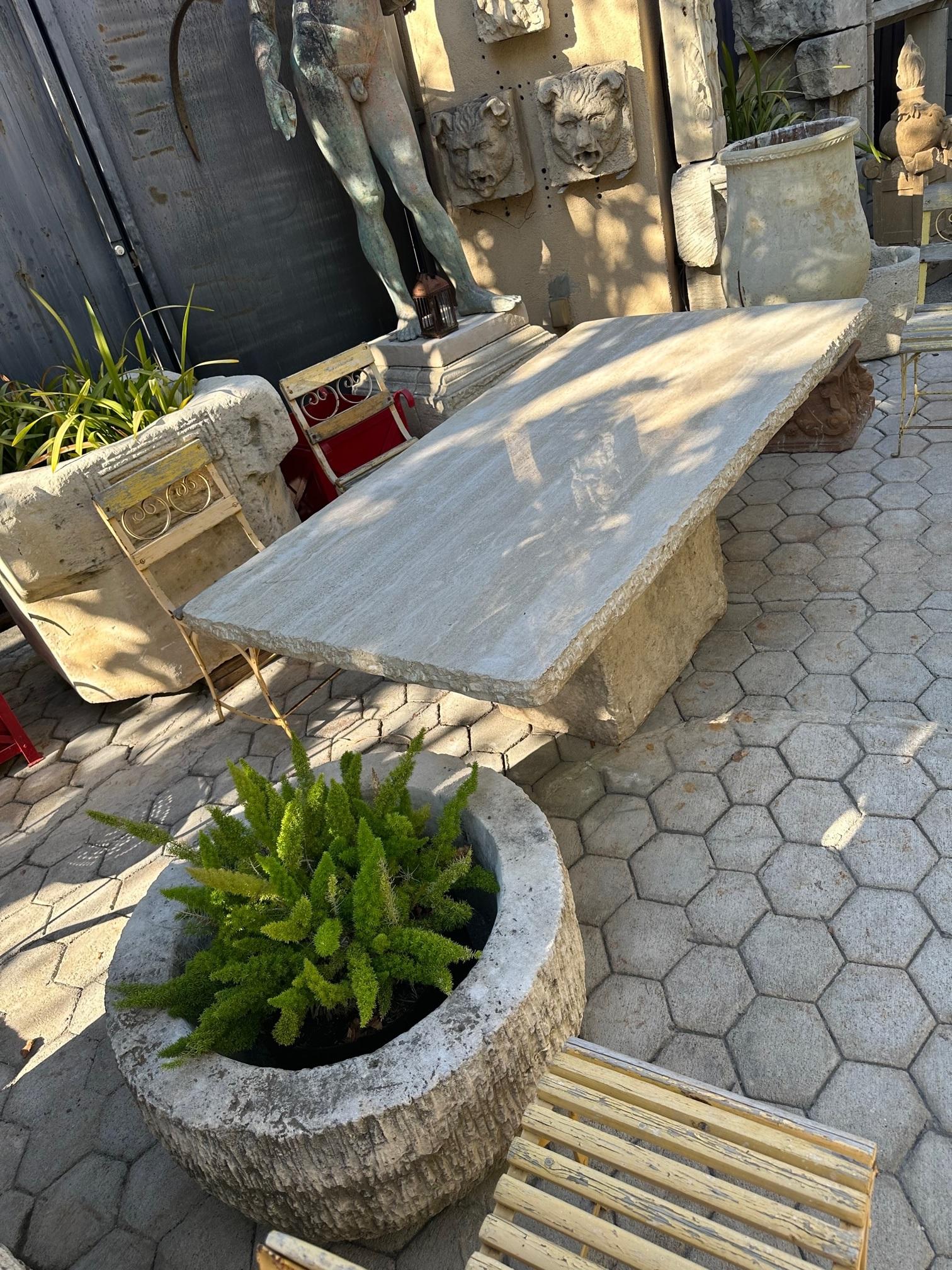 Large Reconstituted Stone Garden Outdoor Indoor dining Table Farm Rustic Antique For Sale 12