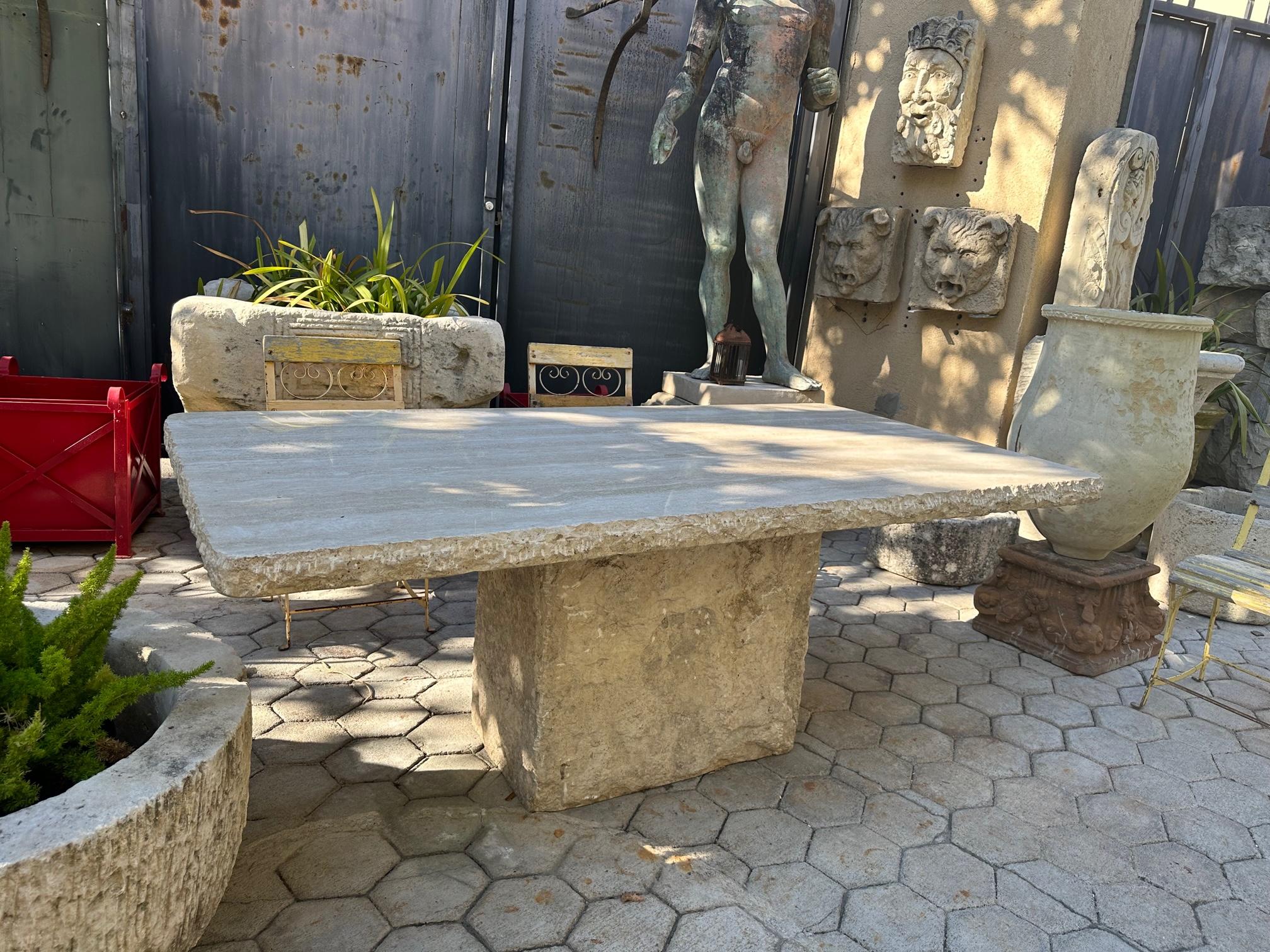 Large Reconstituted Stone Garden Outdoor Indoor dining Table Farm Rustic Antique For Sale 2