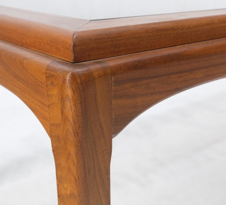 Large Rectangle 3 Smoked Glass Panes Top Solid Oiled Walnut Coffee