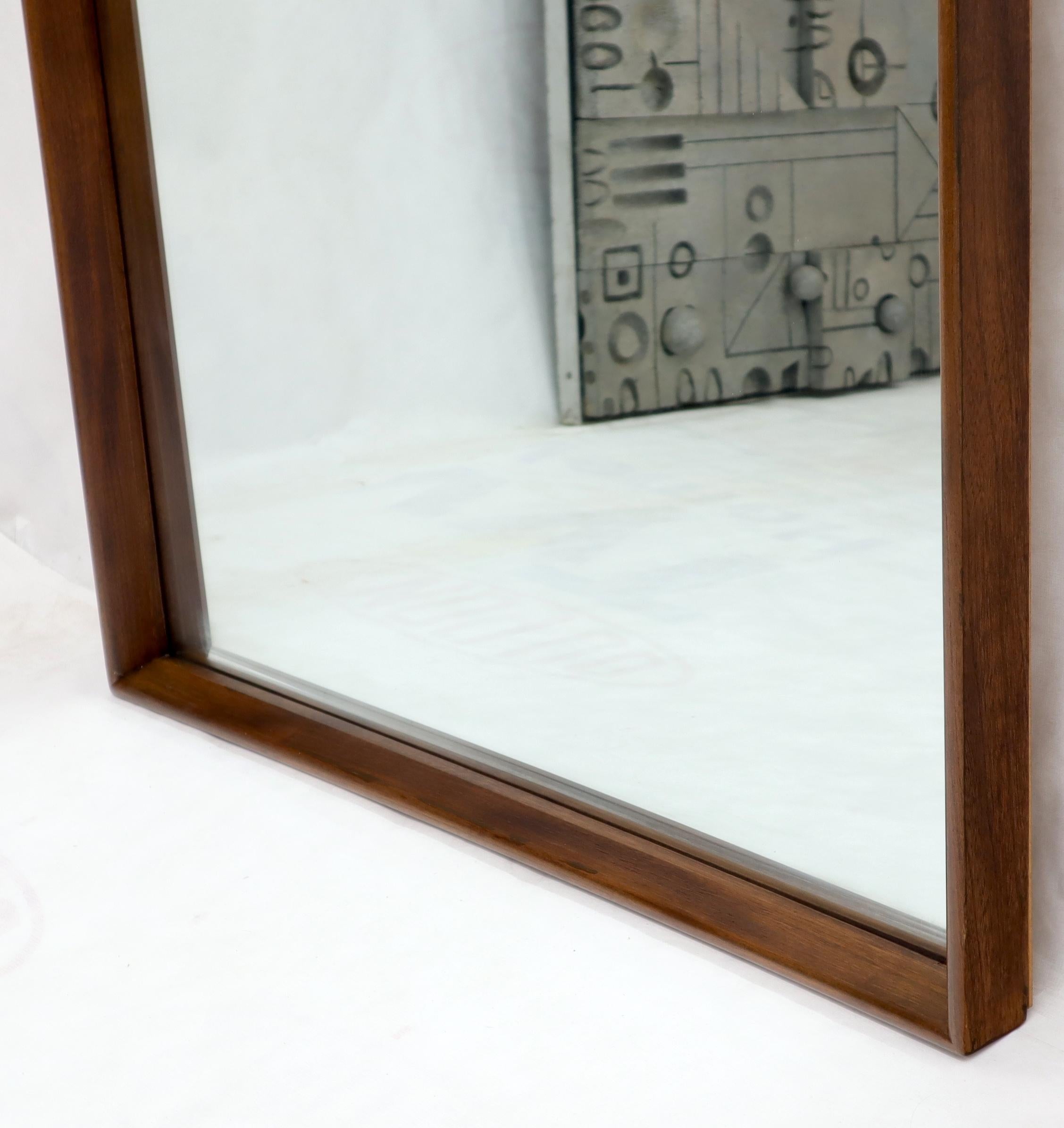 20th Century Large Rectangle Mid-Century Modern Walnut Wall Mirror  For Sale