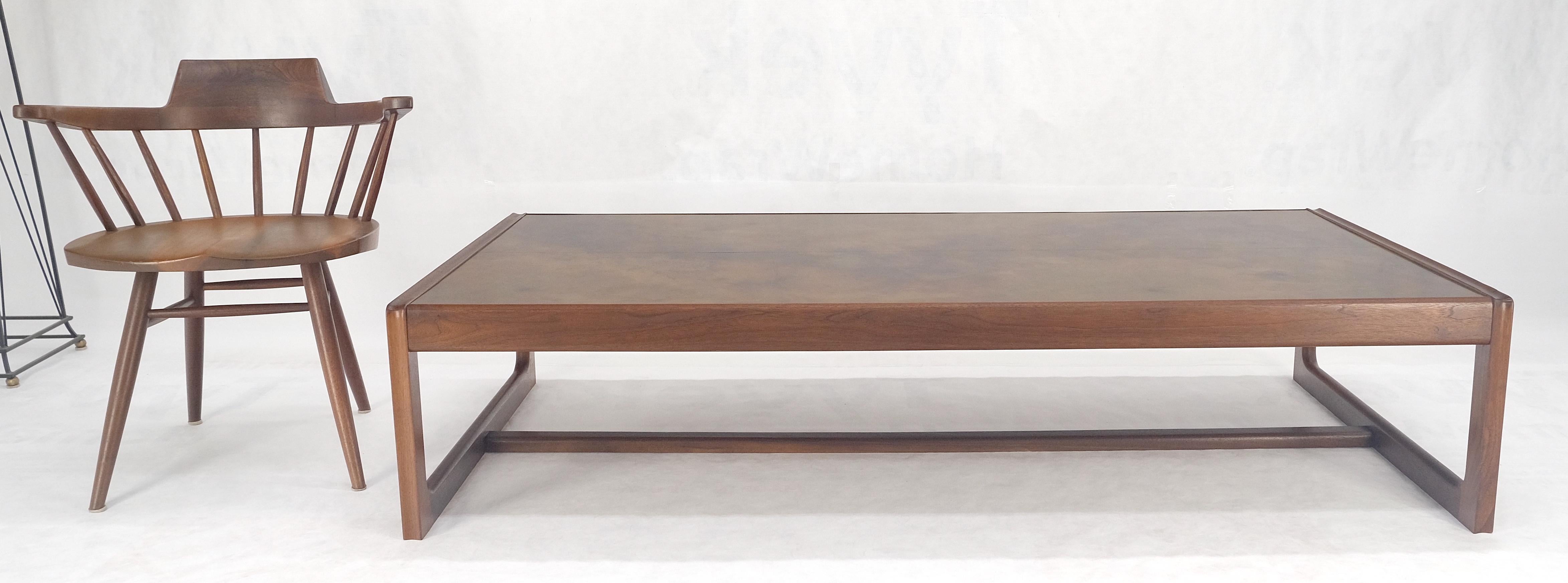 Large Rectangle Patinated Copper Top Oiled Walnut Frame 1970s Coffee Table MINT 4