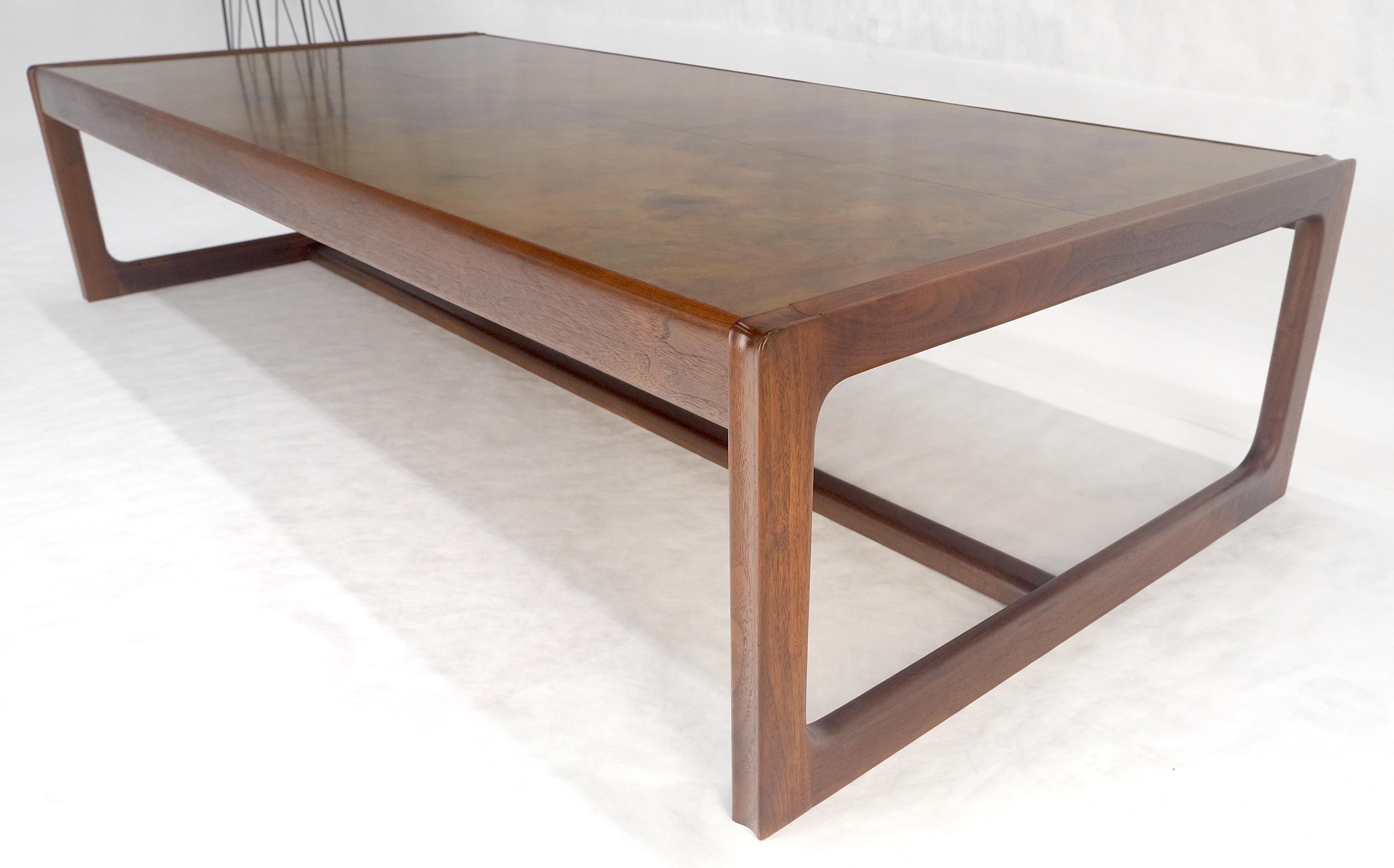 Large Rectangle Patinated Copper Top Oiled Walnut Frame 1970s Coffee Table MINT 1