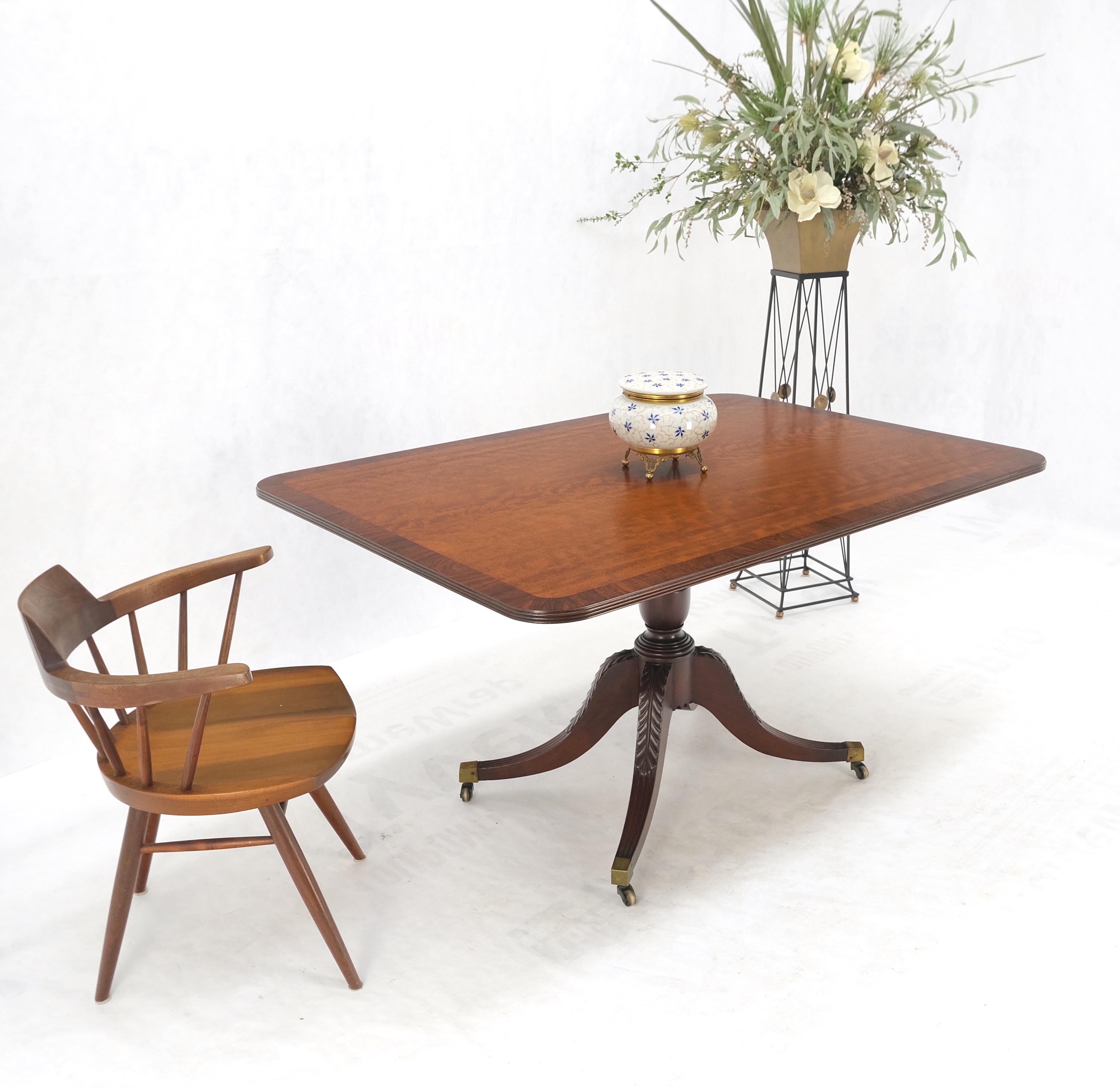 Large Rectangle Round Corners Flip Top Dining Breakfast Table Rosewood Banding Over  Mahogany  MINT!