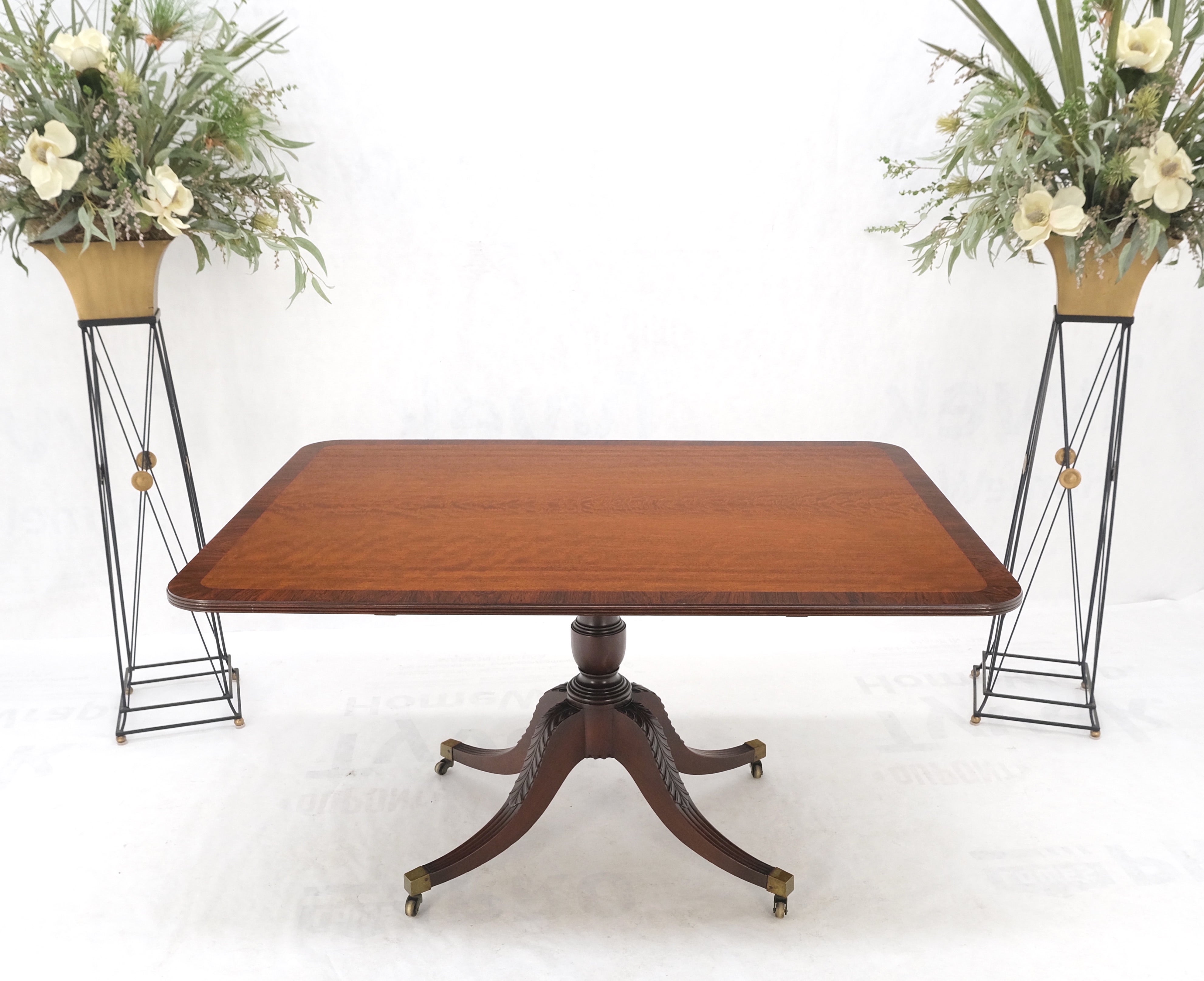 Federal Large Rectangle Round Corners Flip Top Dining Breakfast Table Rosewood Banding For Sale