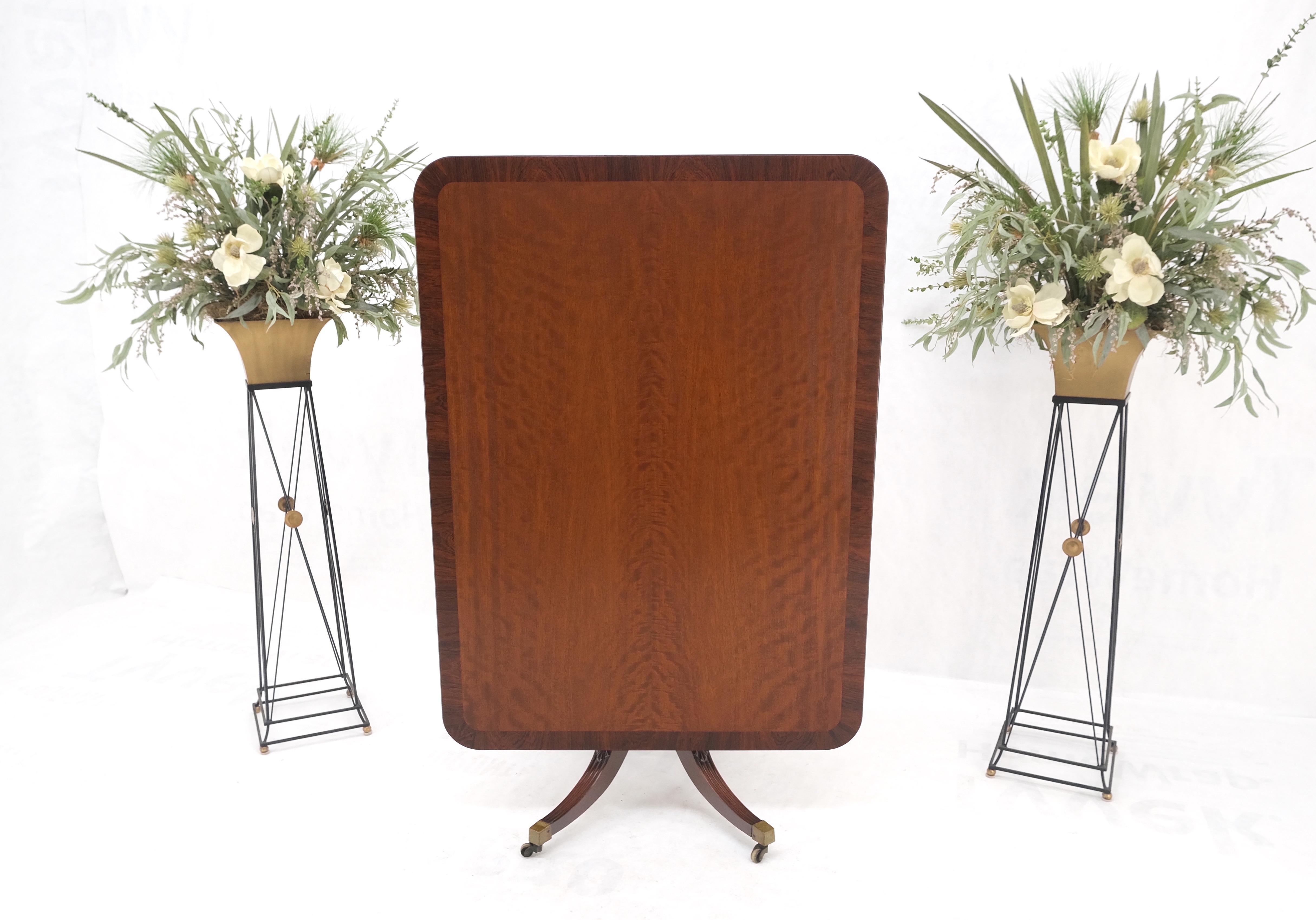 Large Rectangle Round Corners Flip Top Dining Breakfast Table Rosewood Banding In Good Condition For Sale In Rockaway, NJ