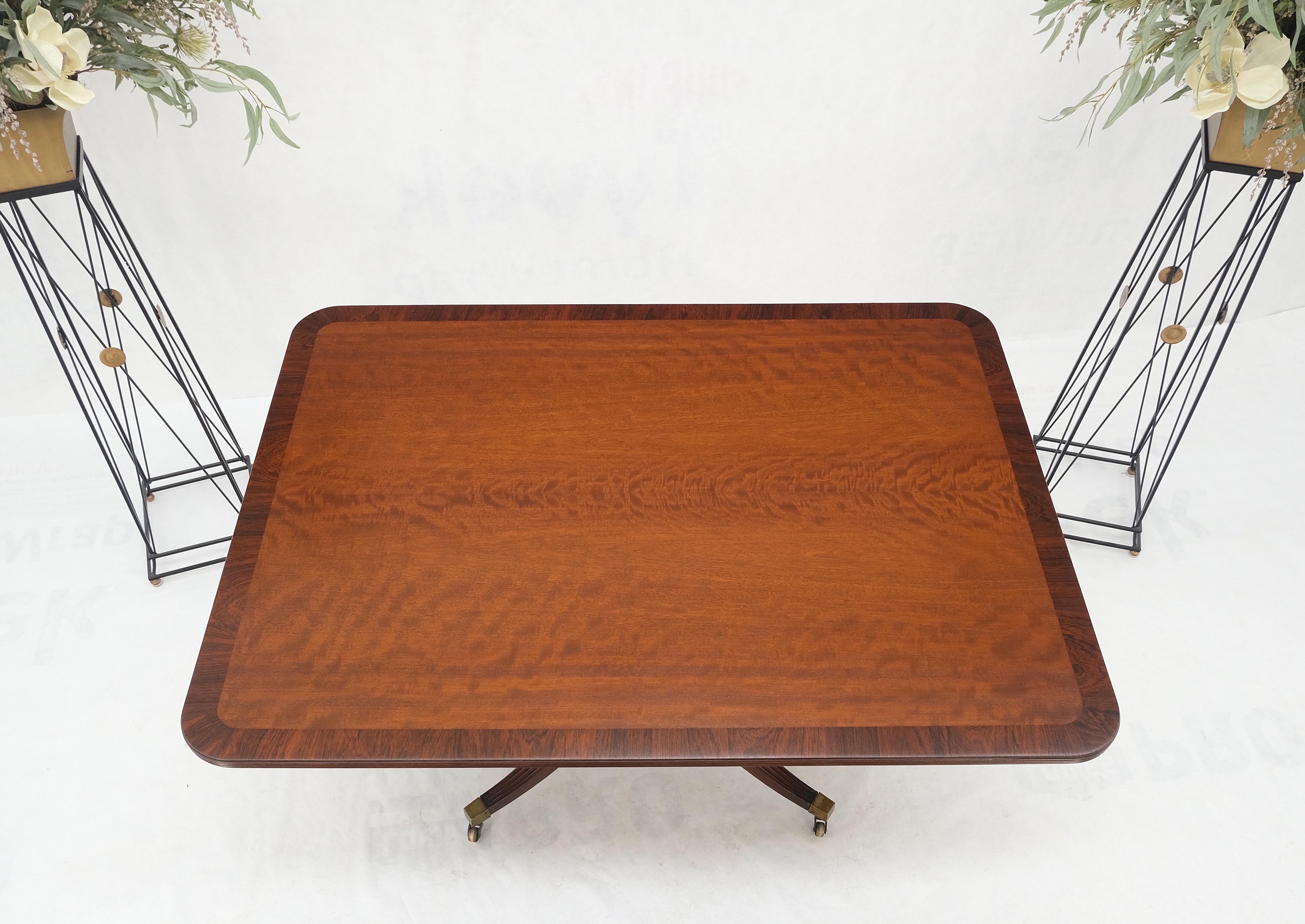 20th Century Large Rectangle Round Corners Flip Top Dining Breakfast Table Rosewood Banding  For Sale
