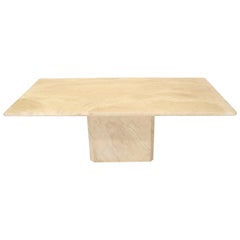 Large Rectangle Single Pedestal Travertine Dining Table