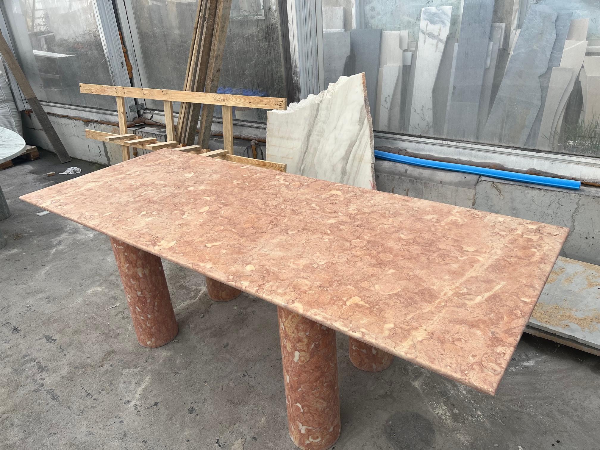 Large Bellini Style Rectangle Dining Table in Coral Portuguese Travertine For Sale 3