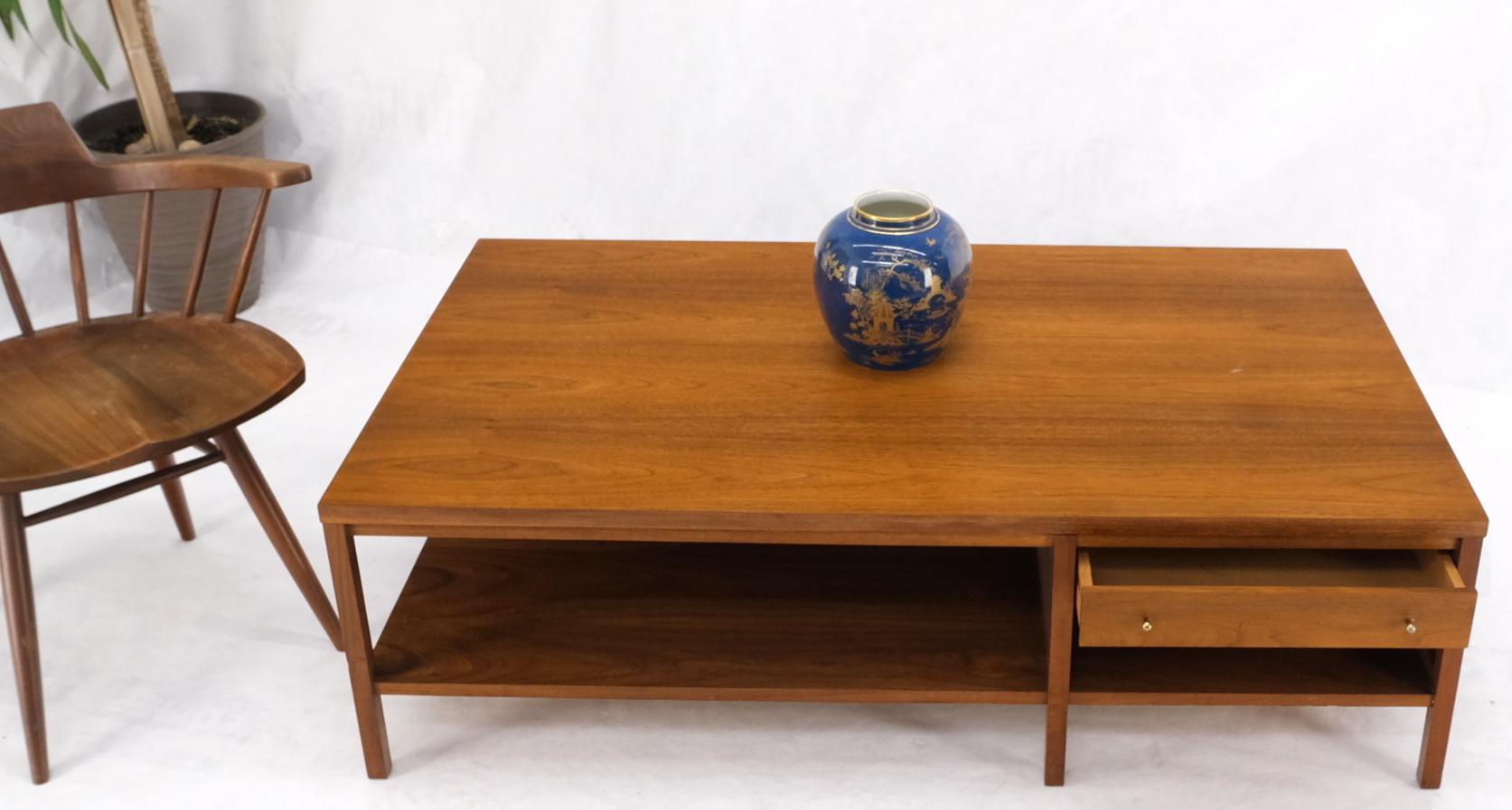 Large rectangle walnut one drawer Paul McCobb coffee table for Calvin 1960s MINT.