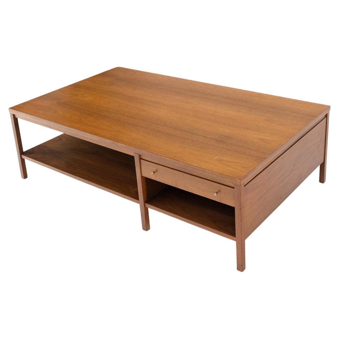 Large Rectangle Walnut One Drawer Paul McCobb Coffee Table for Calvin 1960s Mint For Sale