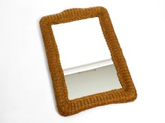 Large Rectangular 1960s Wall Mirror Made of Wide Wickerwork, Made in Italy