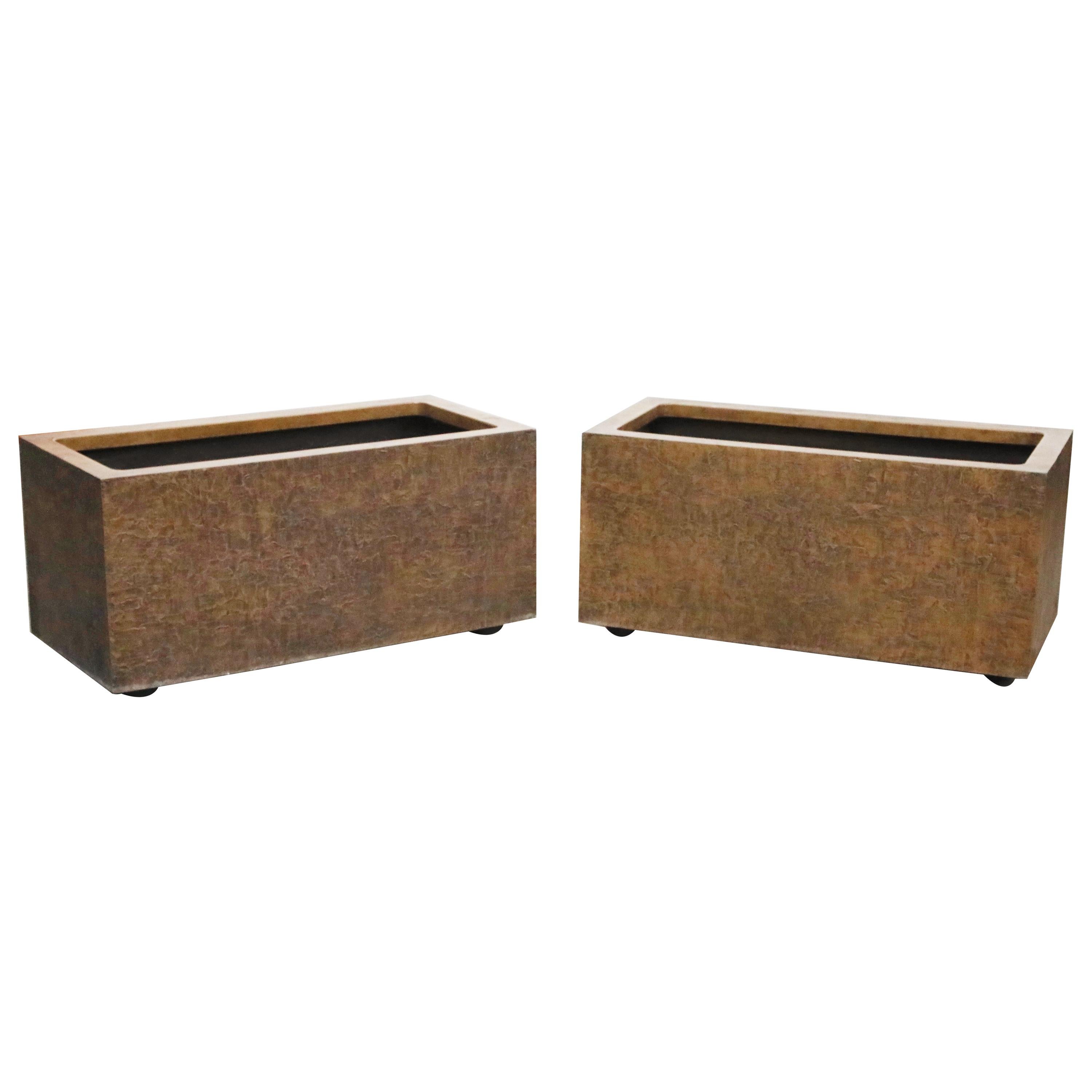 Large Rectangular Architectural Fiberglass Planters by Forms and Surfaces