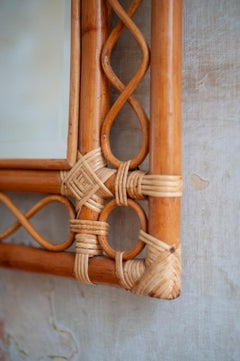 Großer rechteckiger Spiegel aus Bambus