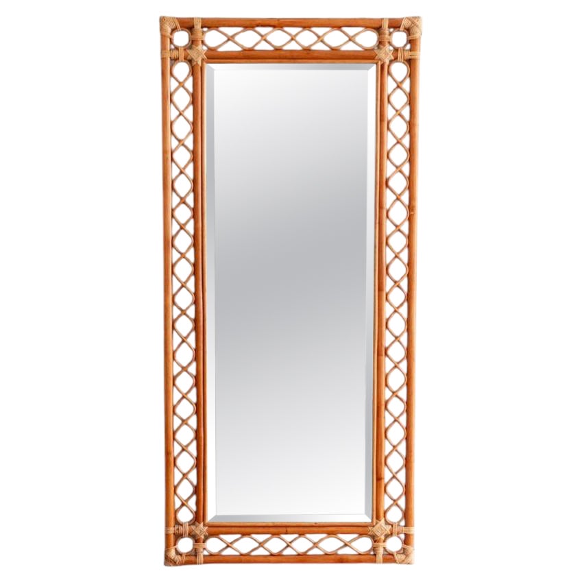 Large rectangular bamboo mirror in vendita