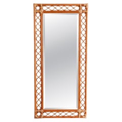 Großer rechteckiger Spiegel aus Bambus