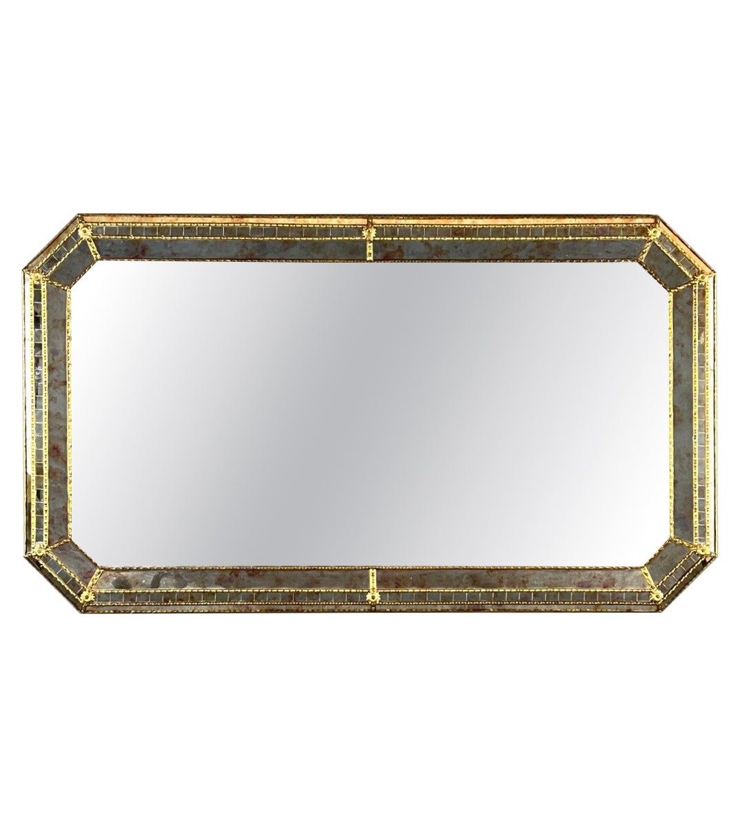 Large Rectangular Beveled Mirror, 20th Century