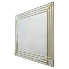 Large Rectangular Beveled Mirror with a Brass  Frame, Italy, 1970s