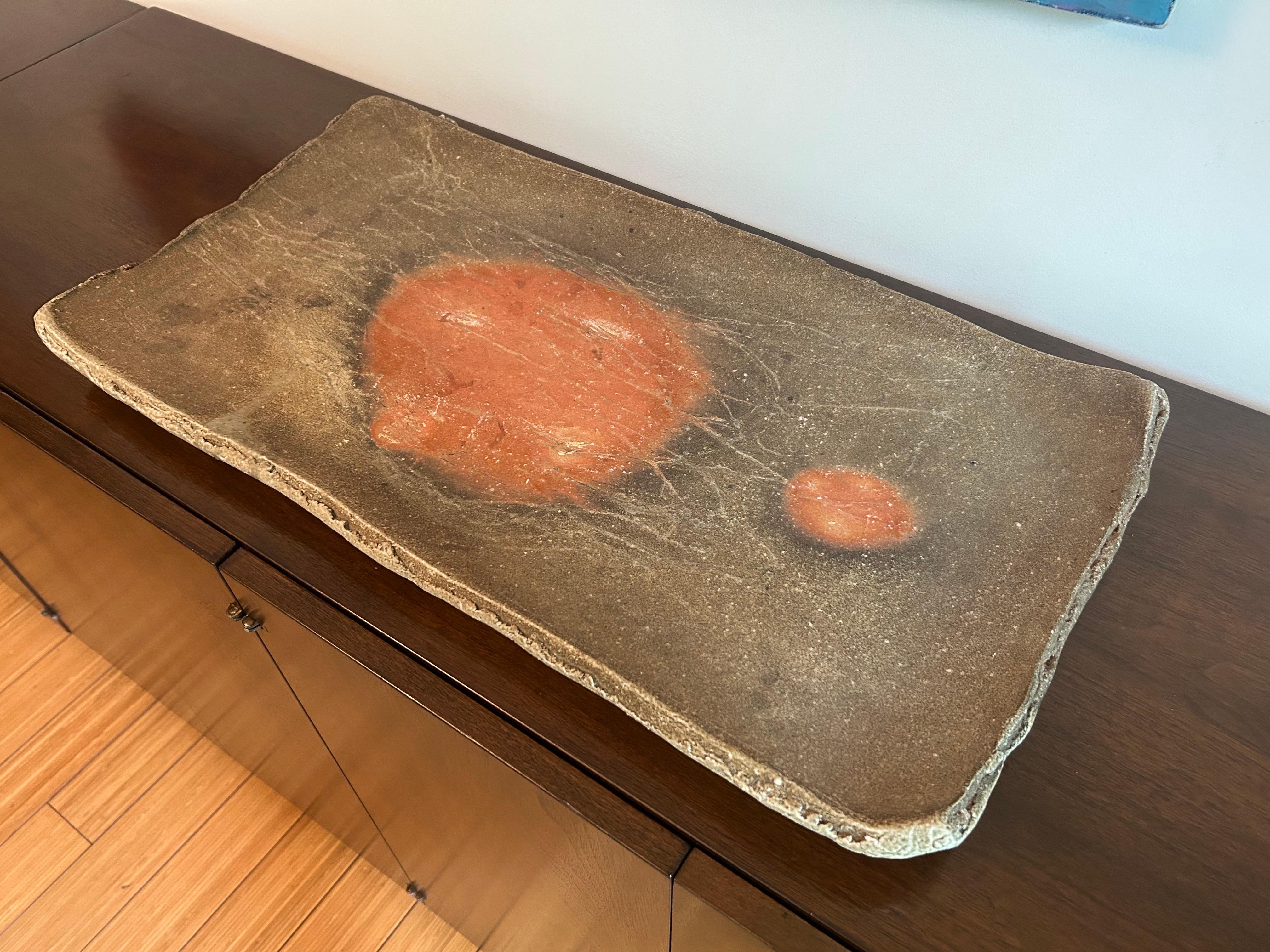 Large Rectangular Bizen Ware Platter after Jun Isezaki For Sale 11
