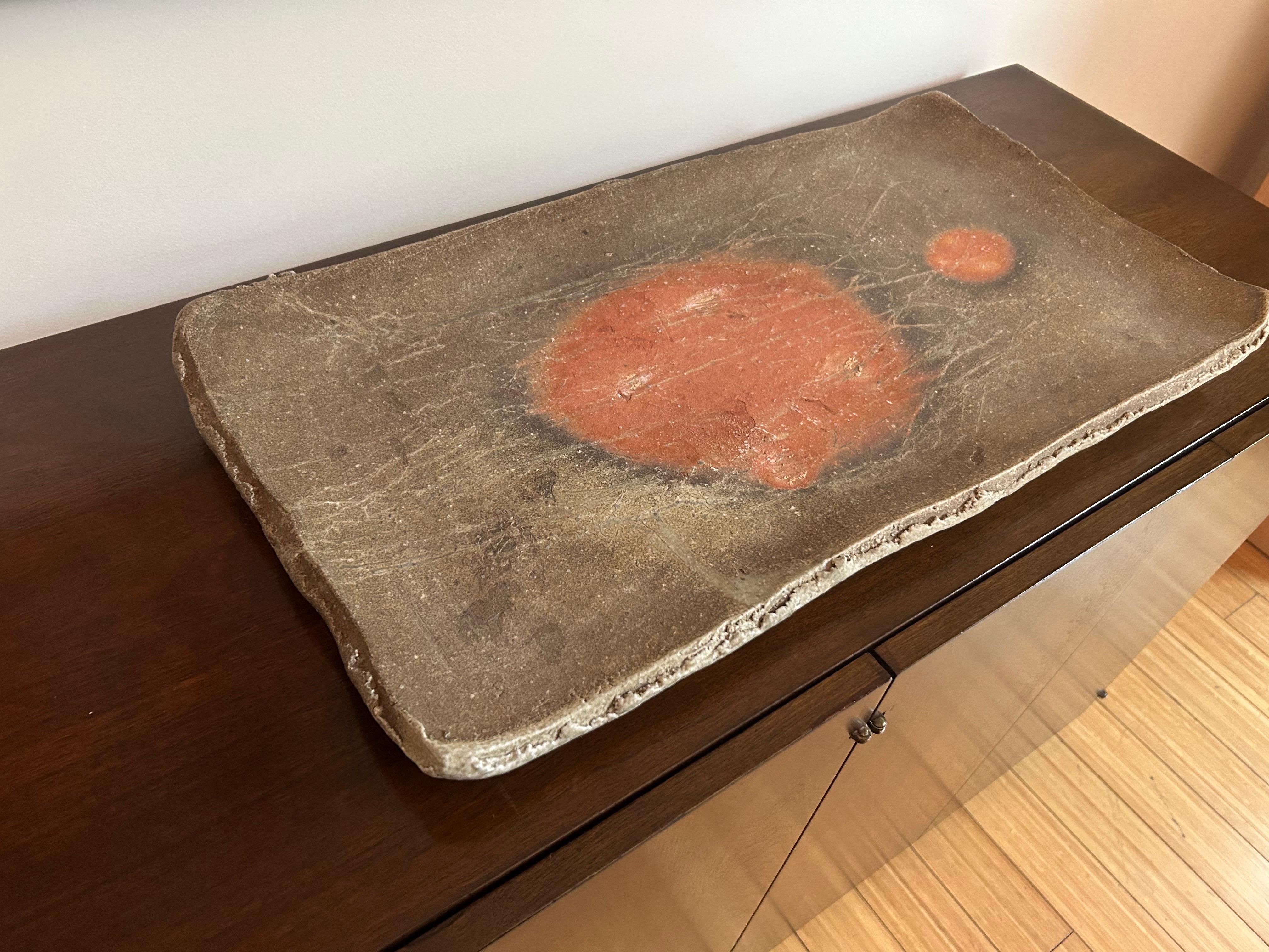 Large Rectangular Bizen Ware Platter after Jun Isezaki For Sale 12