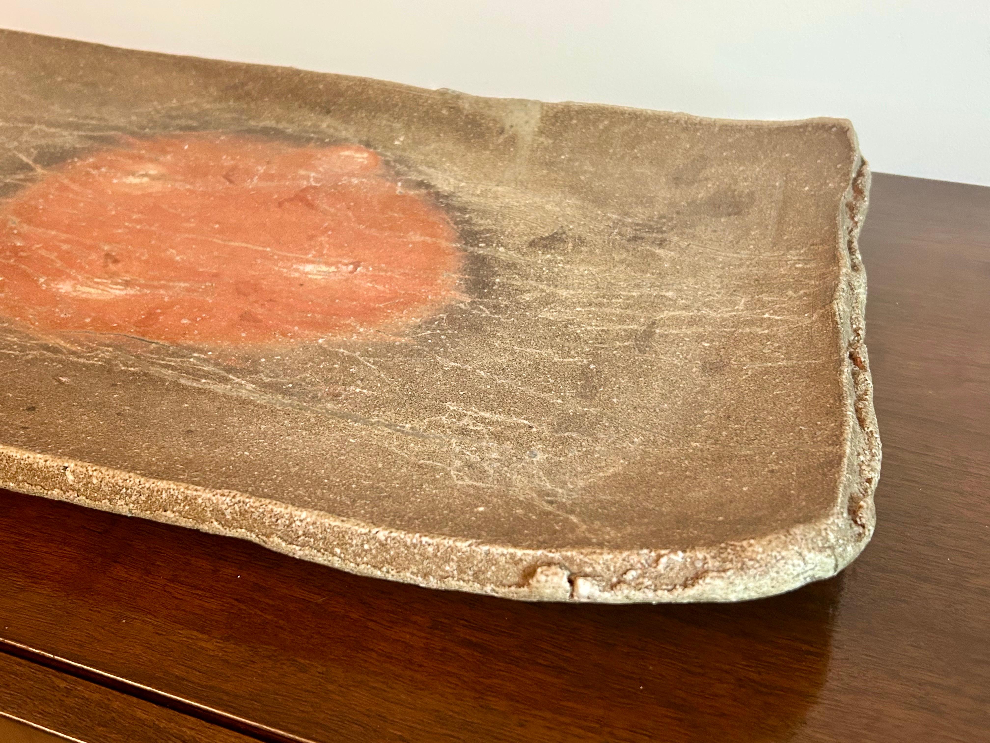 Modern Large Rectangular Bizen Ware Platter after Jun Isezaki For Sale
