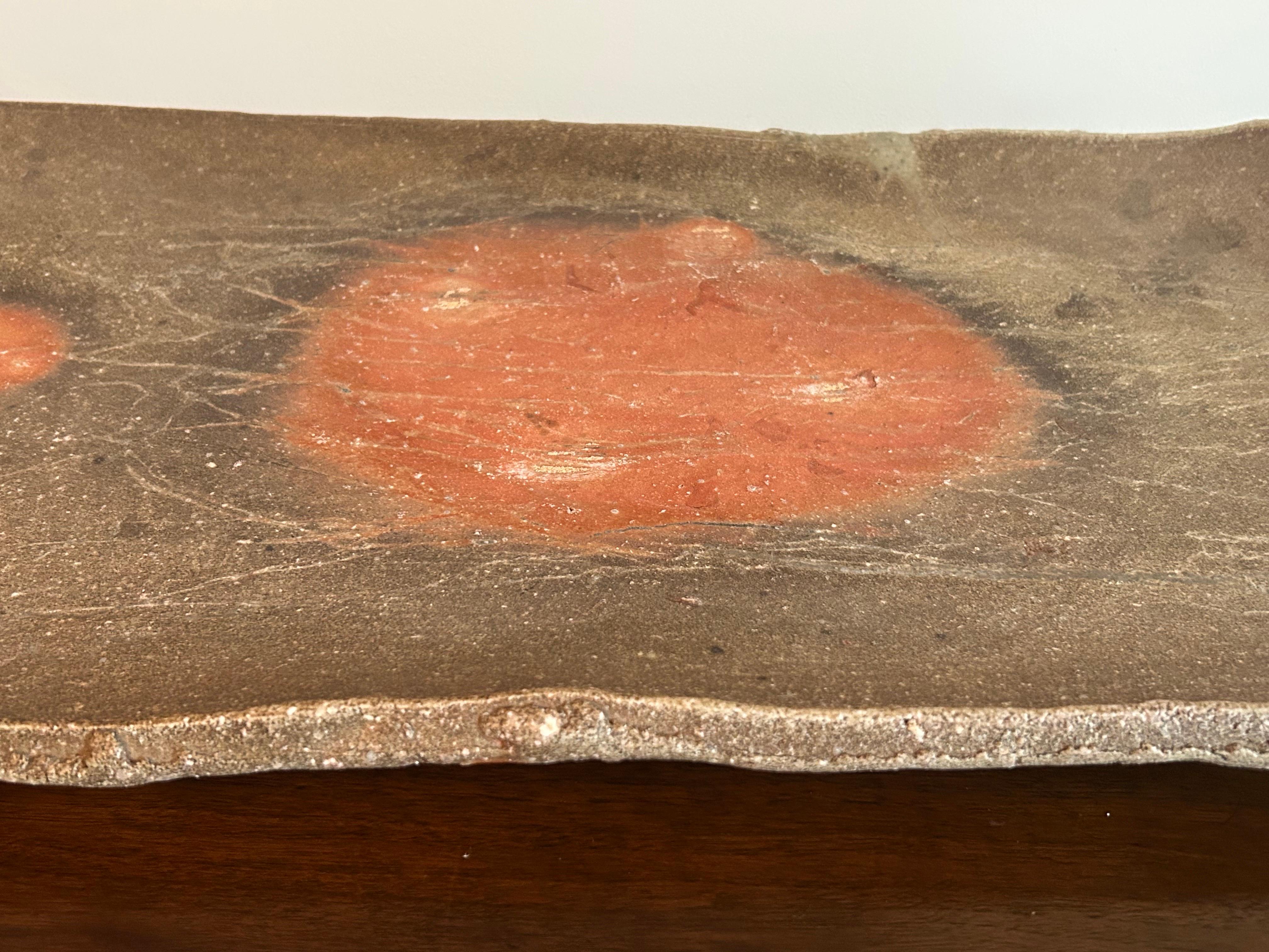 Hand-Crafted Large Rectangular Bizen Ware Platter after Jun Isezaki For Sale