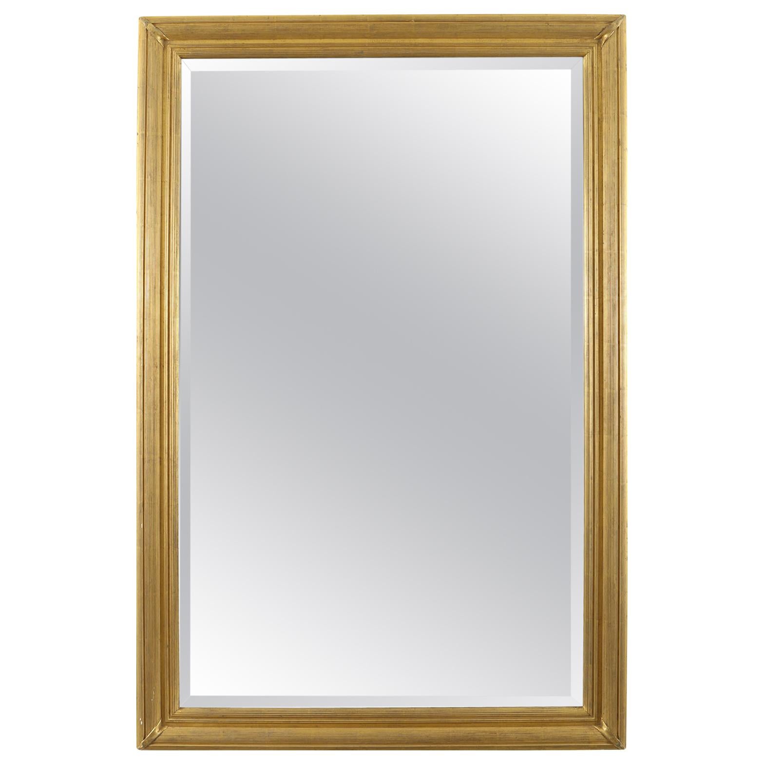 Large Rectangular Brass Mirror with Neoclassical Detail