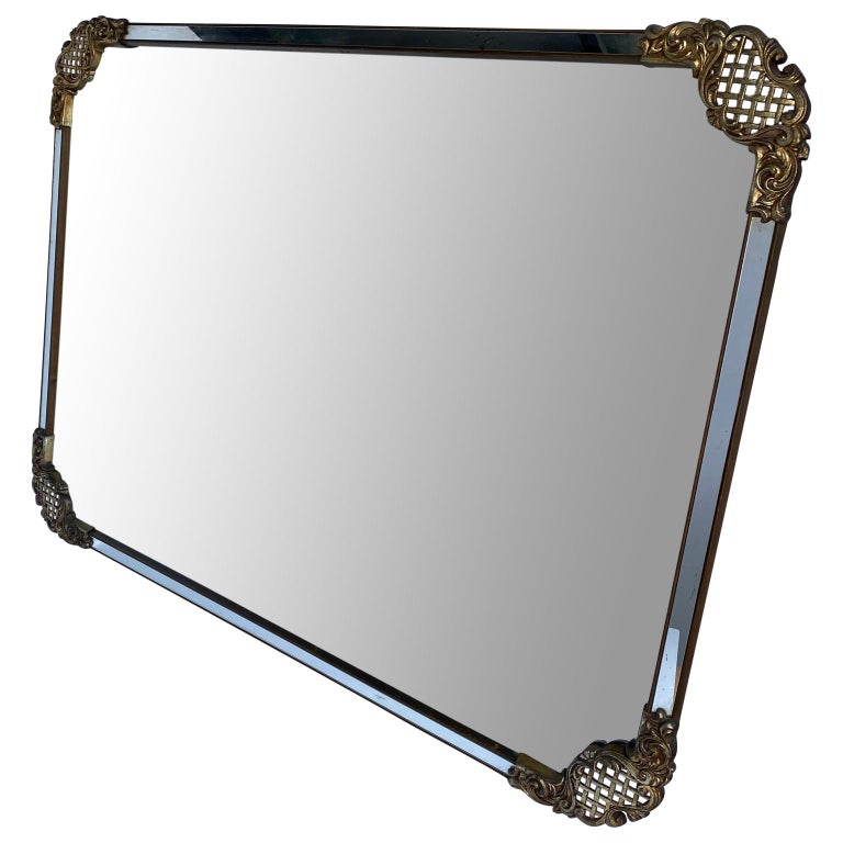 Large MidCentury Modern Rectangular Cast Iron Wall Mirror For Sale at 1stDibs