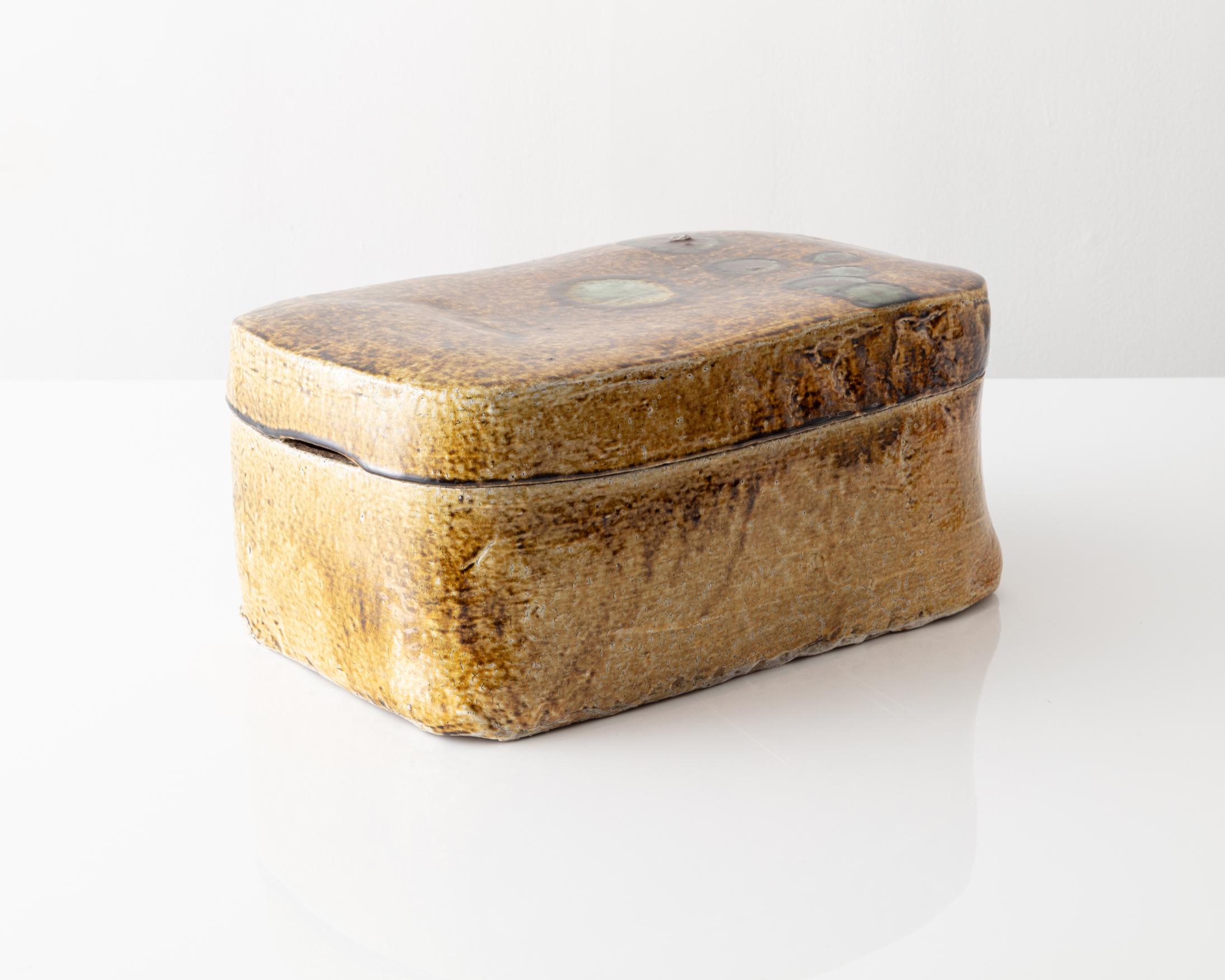 Modern Large Rectangular Ceramic Box with Lid in Golden Brown by Hun-Chung Lee, 2011